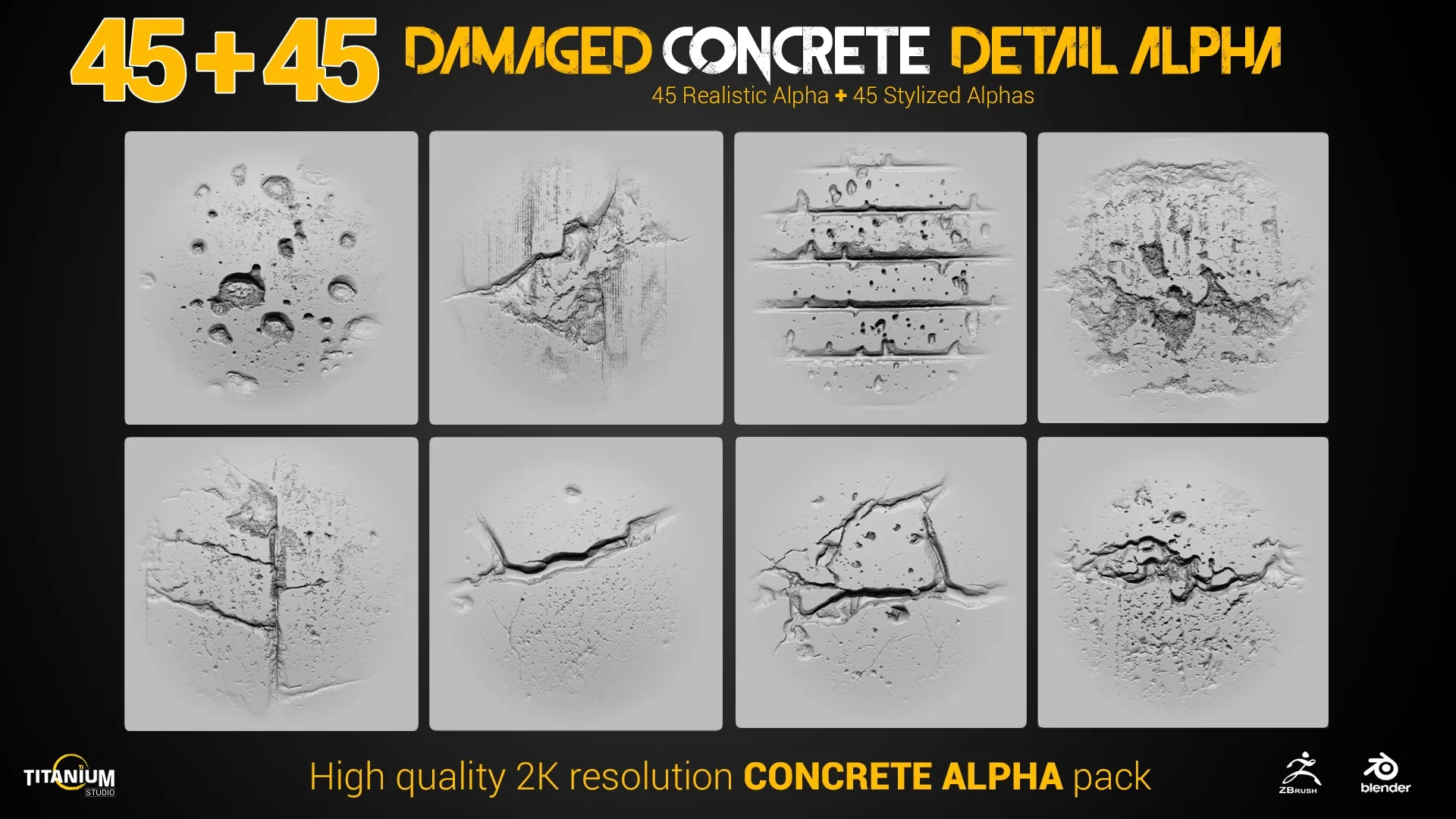 Damaged Cocrete Detail Realistic Alpha Pack