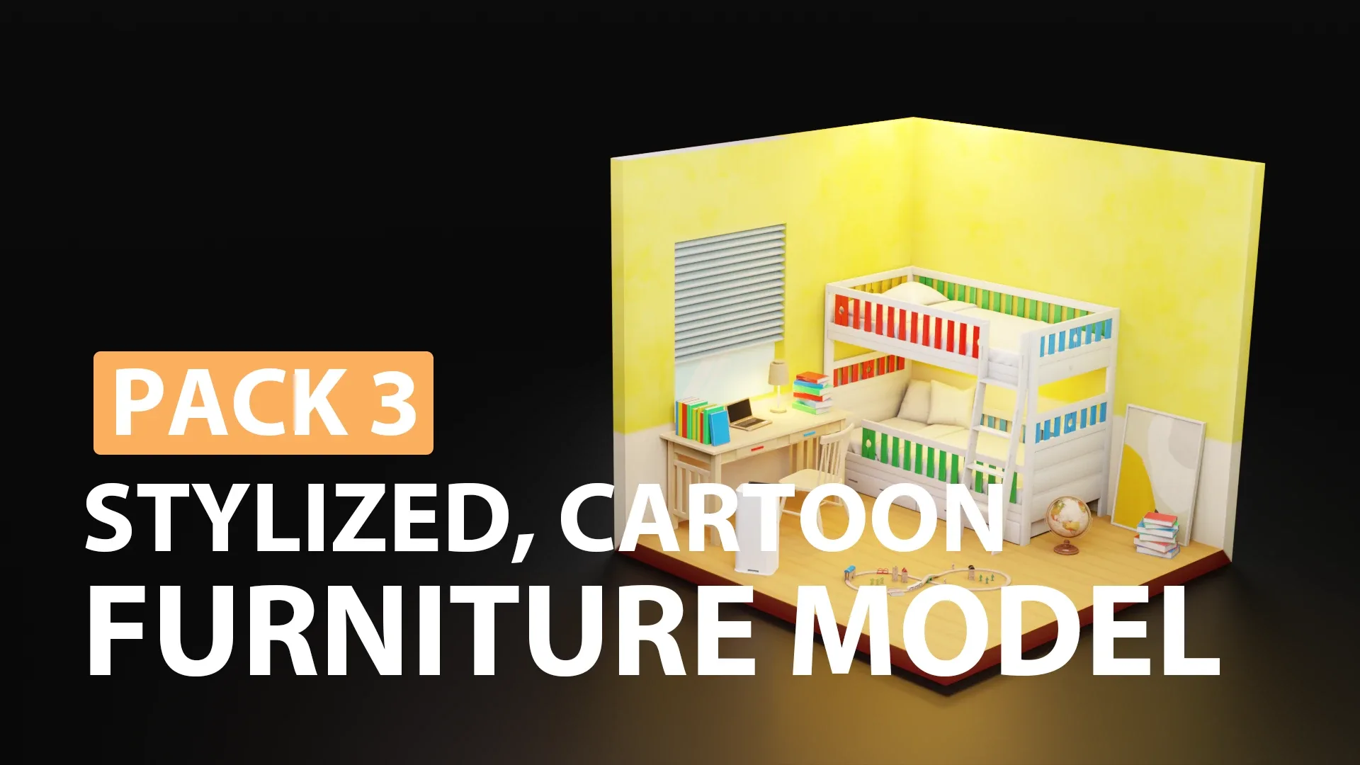 stylized, cartoon, furniture model pack 3