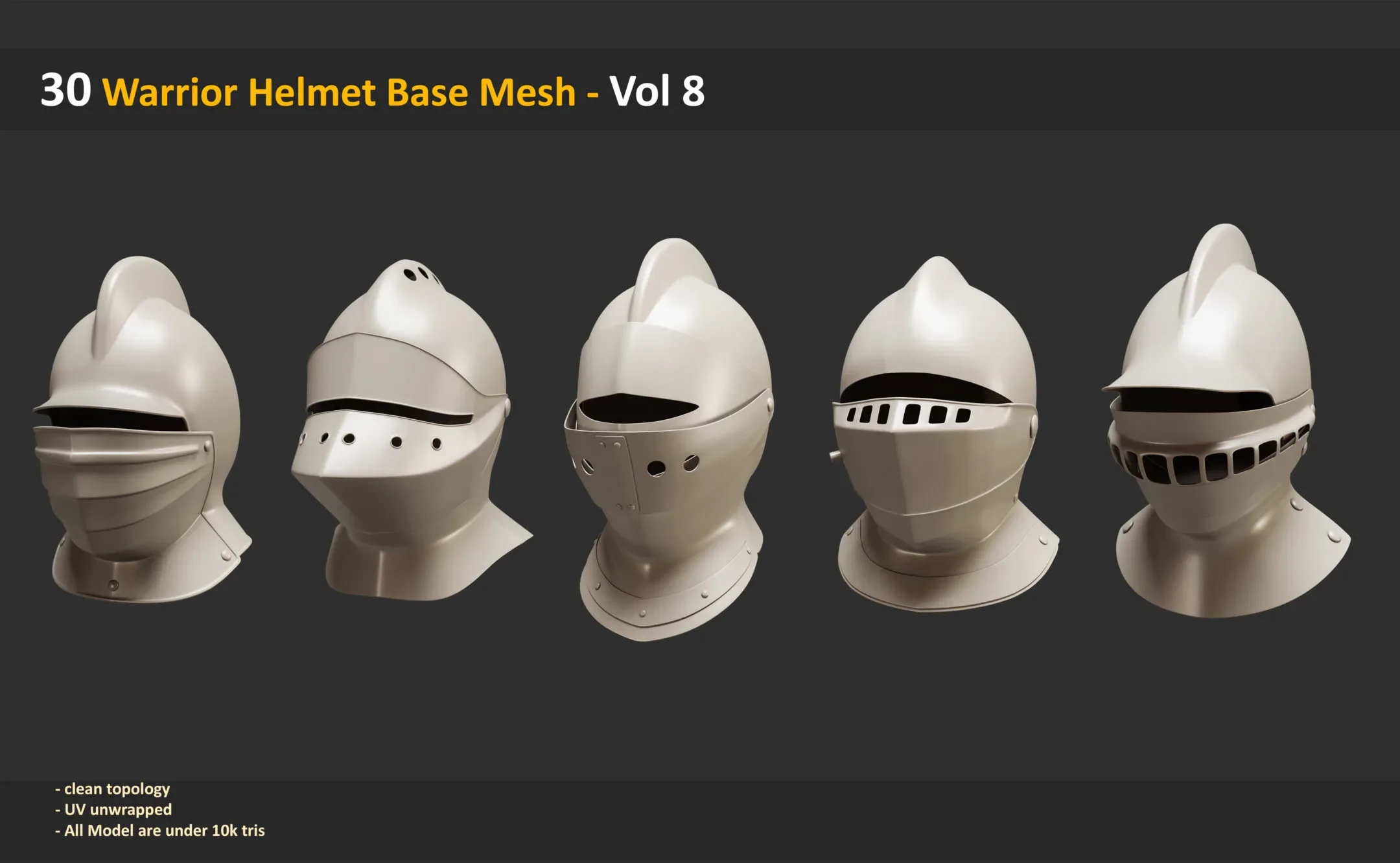 30 Warrior Helmet Base Mesh - Vol 8