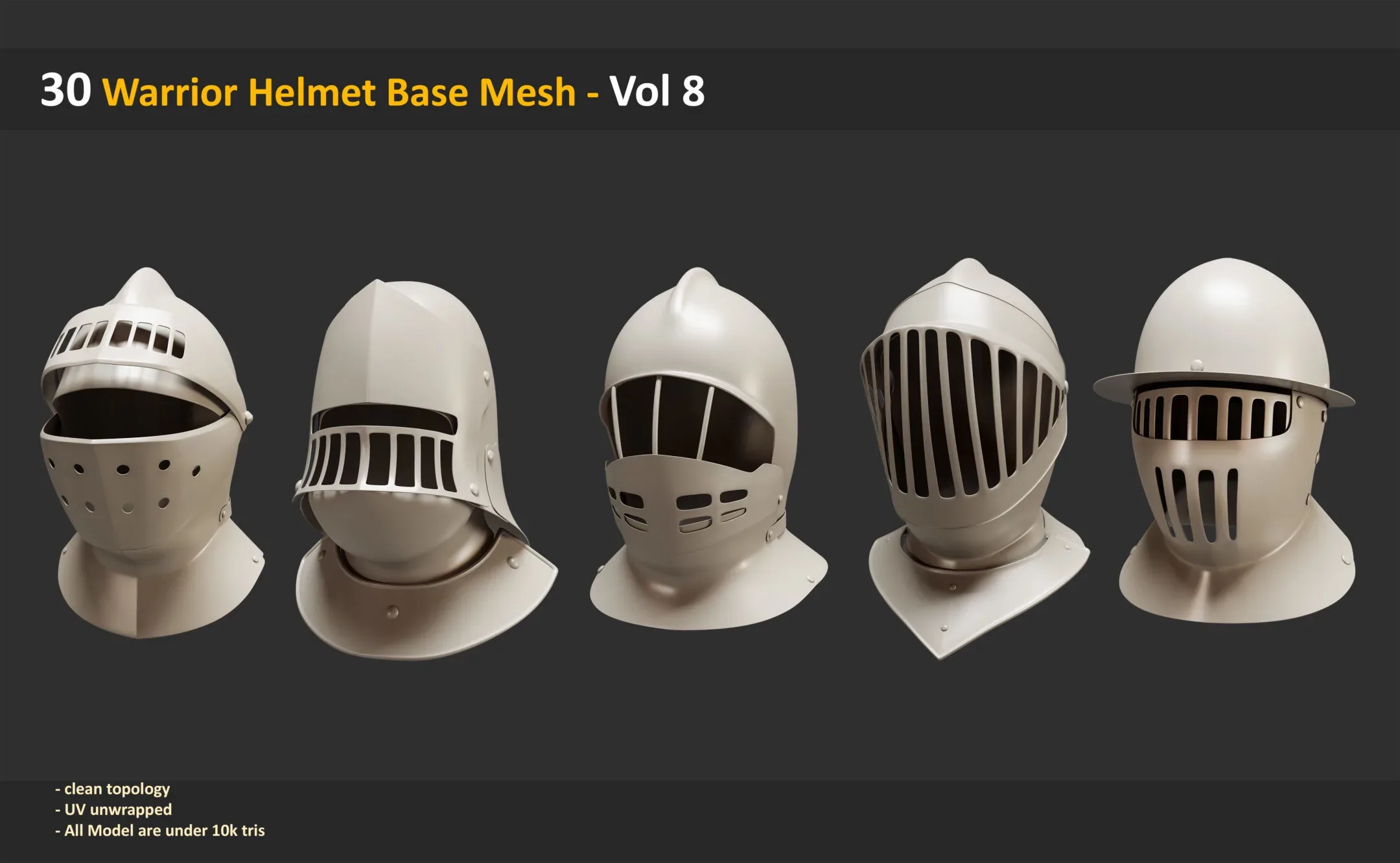 30 Warrior Helmet Base Mesh - Vol 8