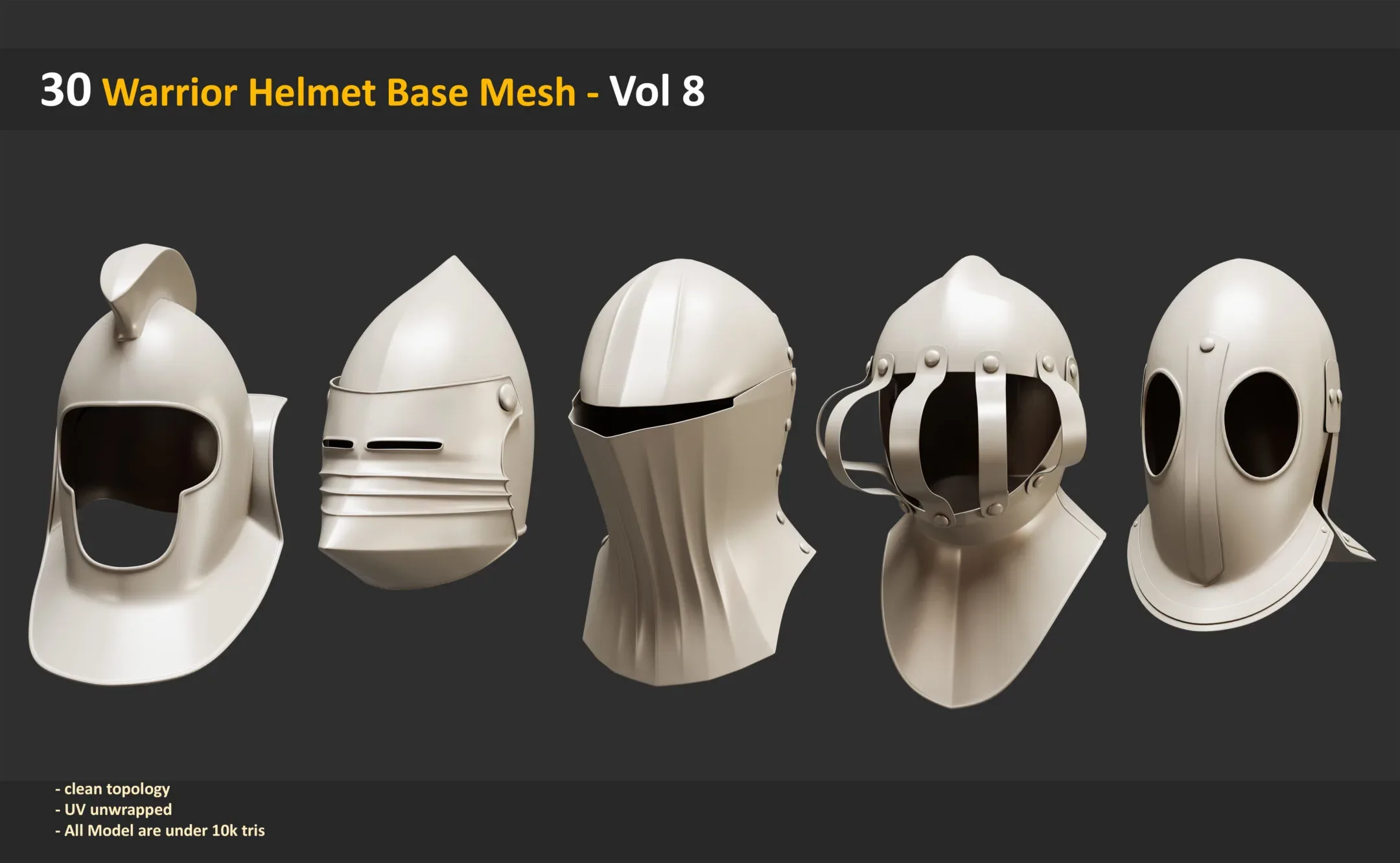 30 Warrior Helmet Base Mesh - Vol 8