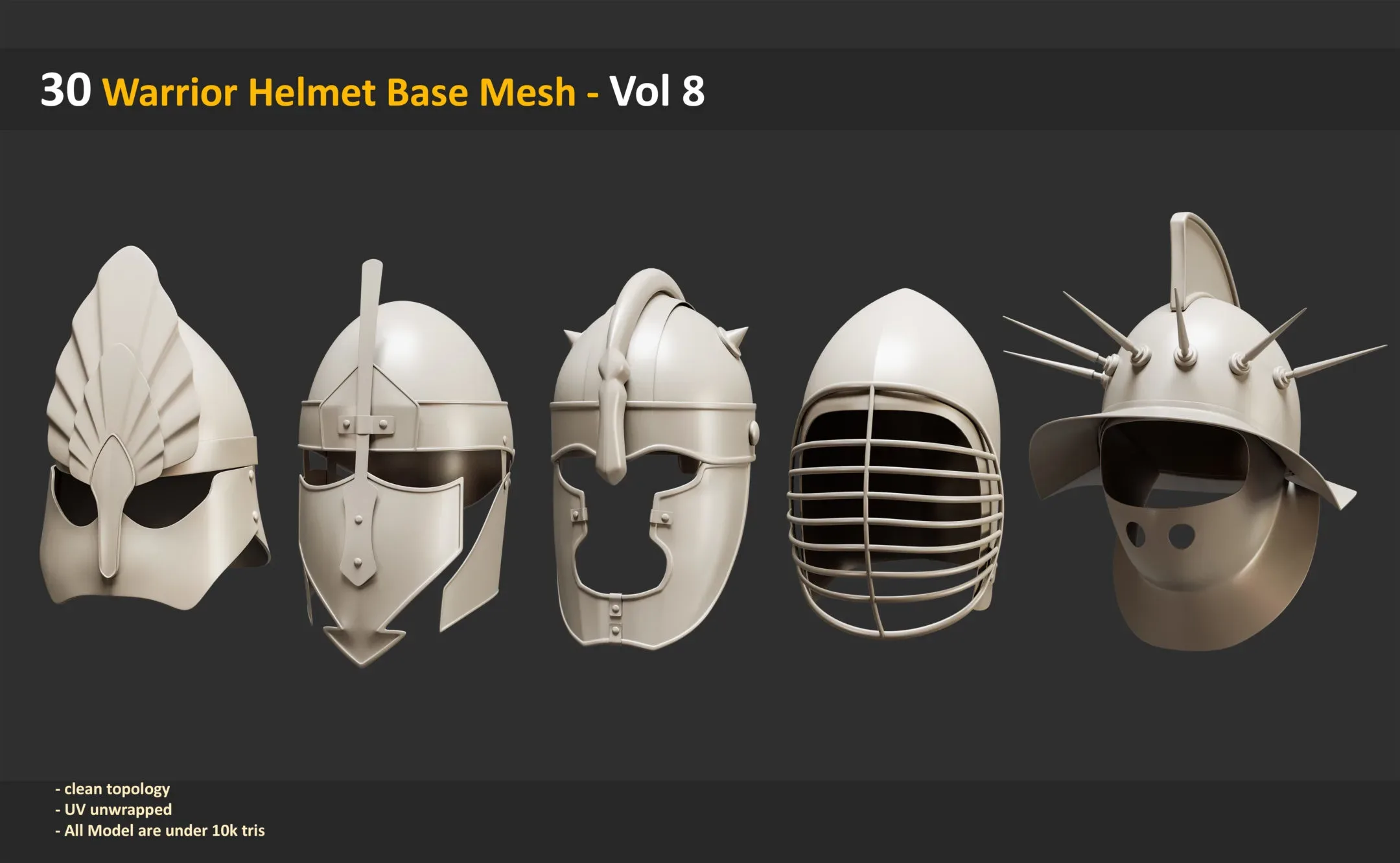 30 Warrior Helmet Base Mesh - Vol 8