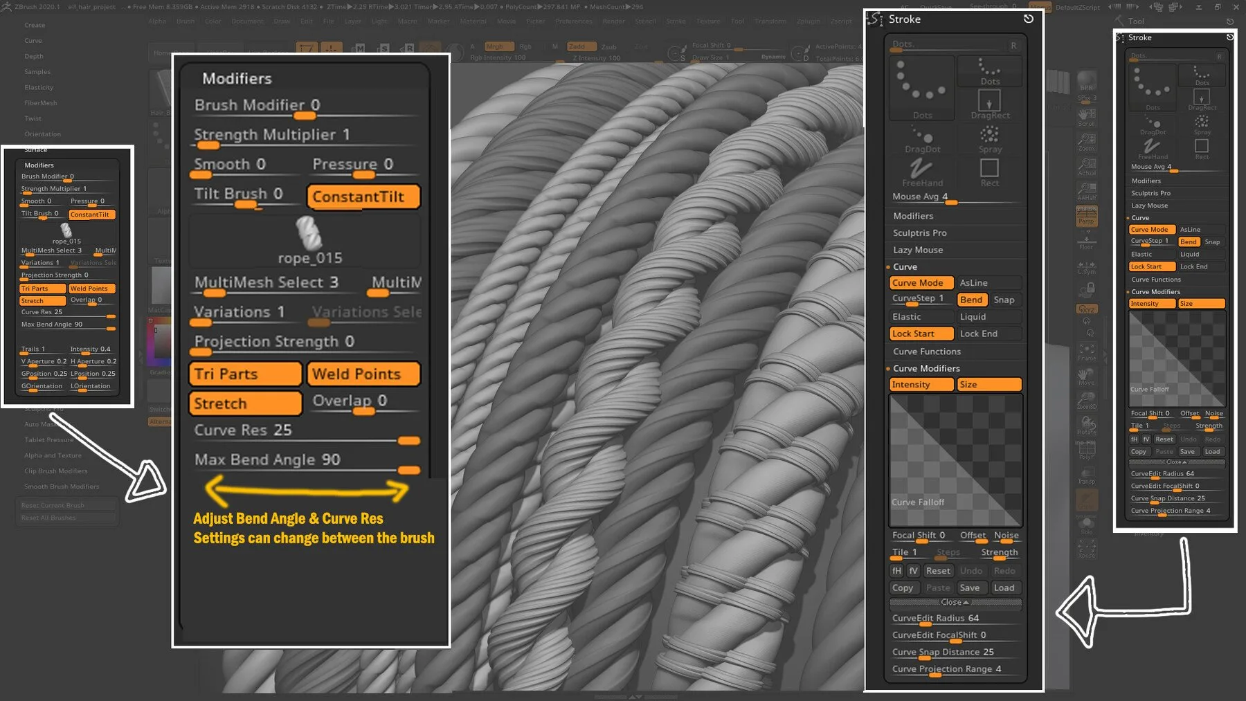 15 IMM Rope Brush for Zbrush