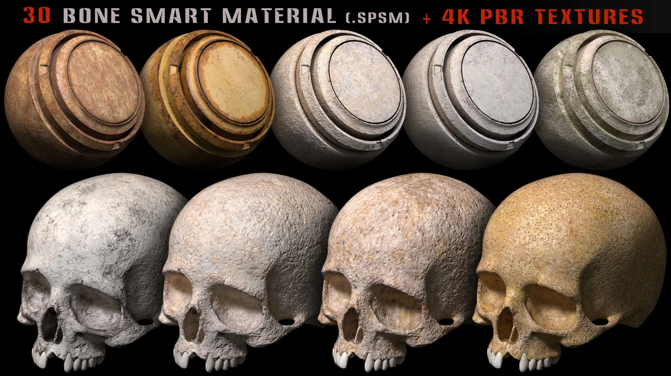 30 Bone smart material + 4k PBR textures - Vol 8