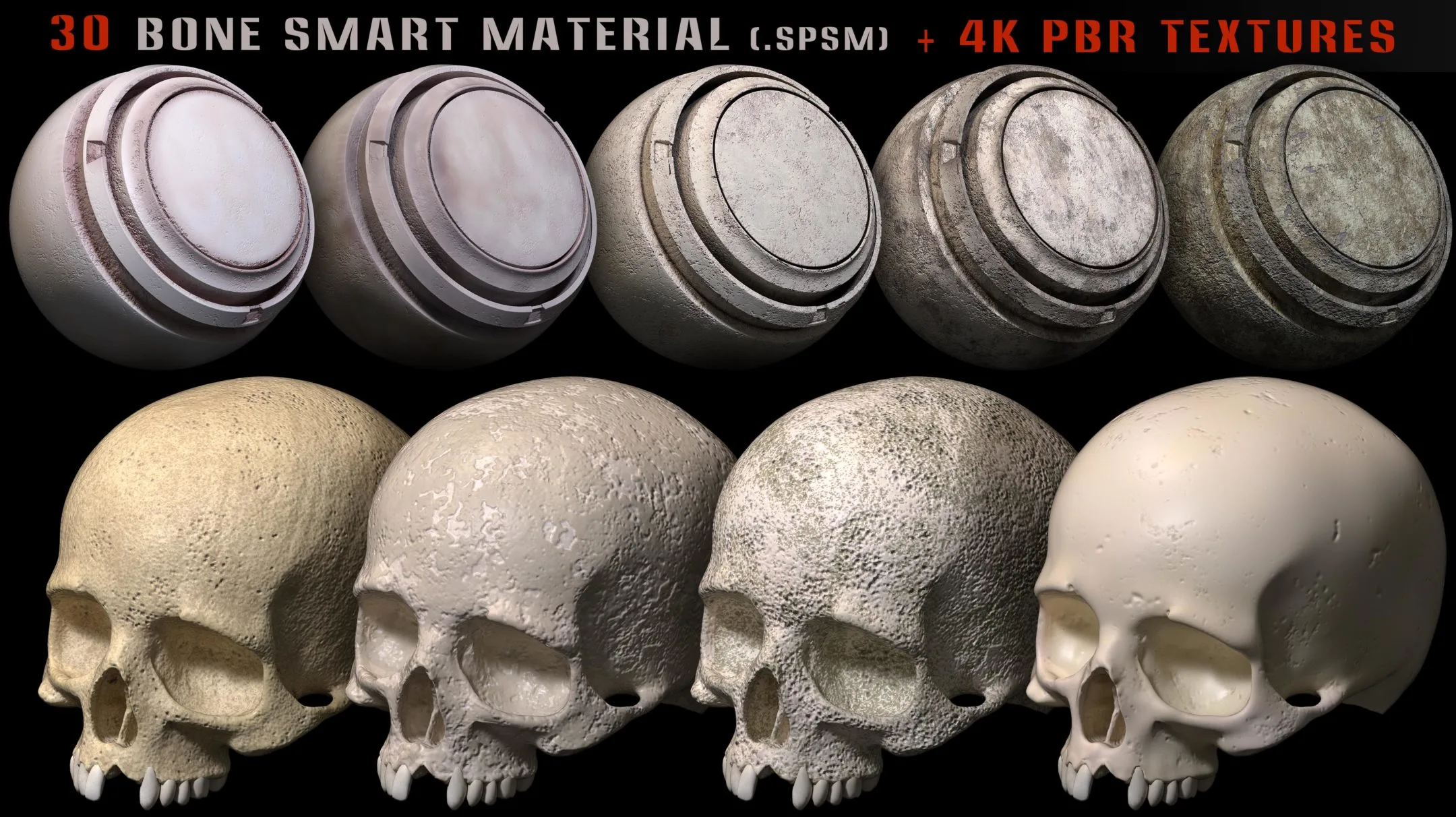 30 Bone smart material + 4k PBR textures - Vol 8