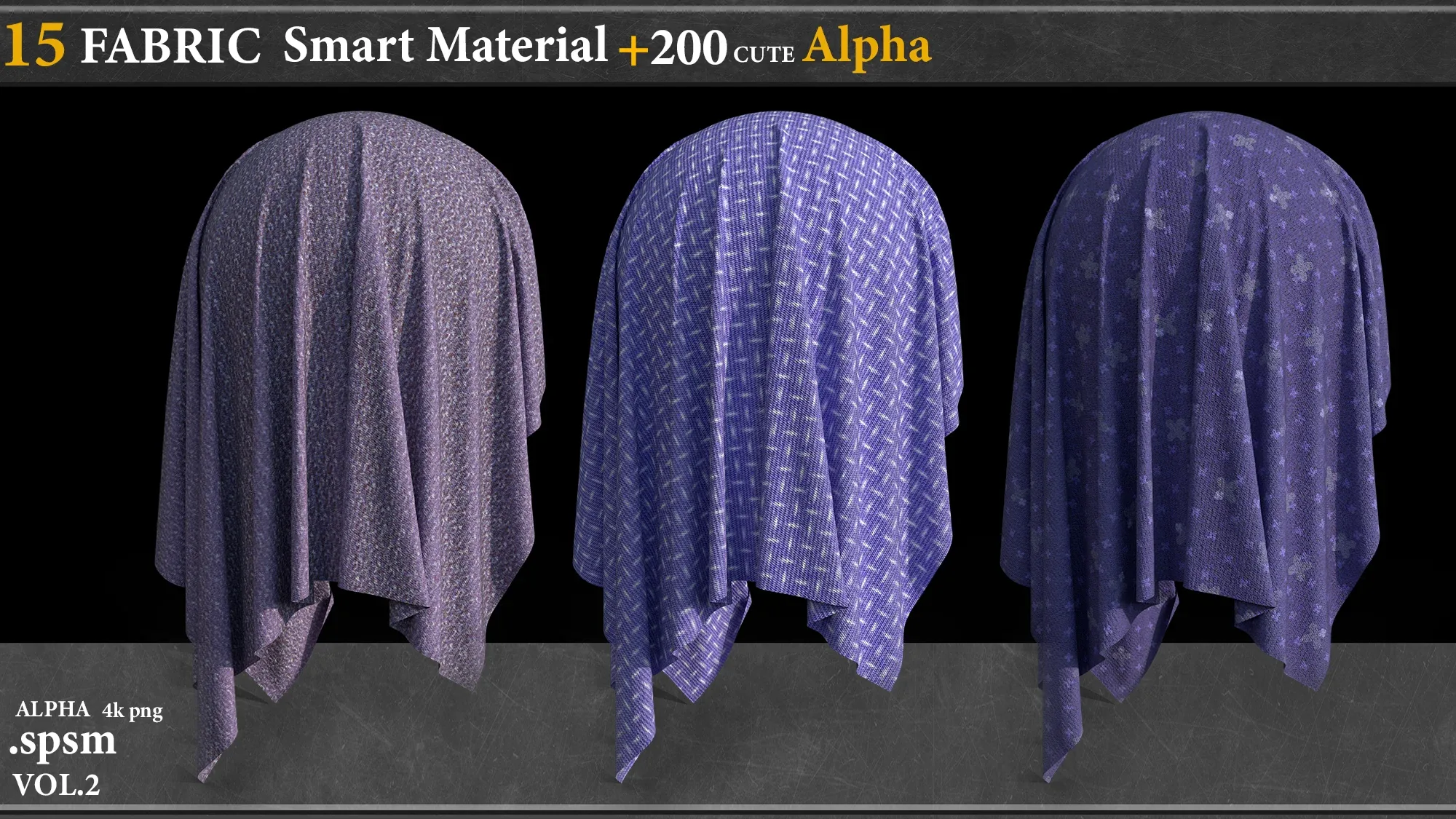 15 FABRIC SMART MATERIAL (.Spsm) + 200 CUTE ALPHAS -4k png vol.2