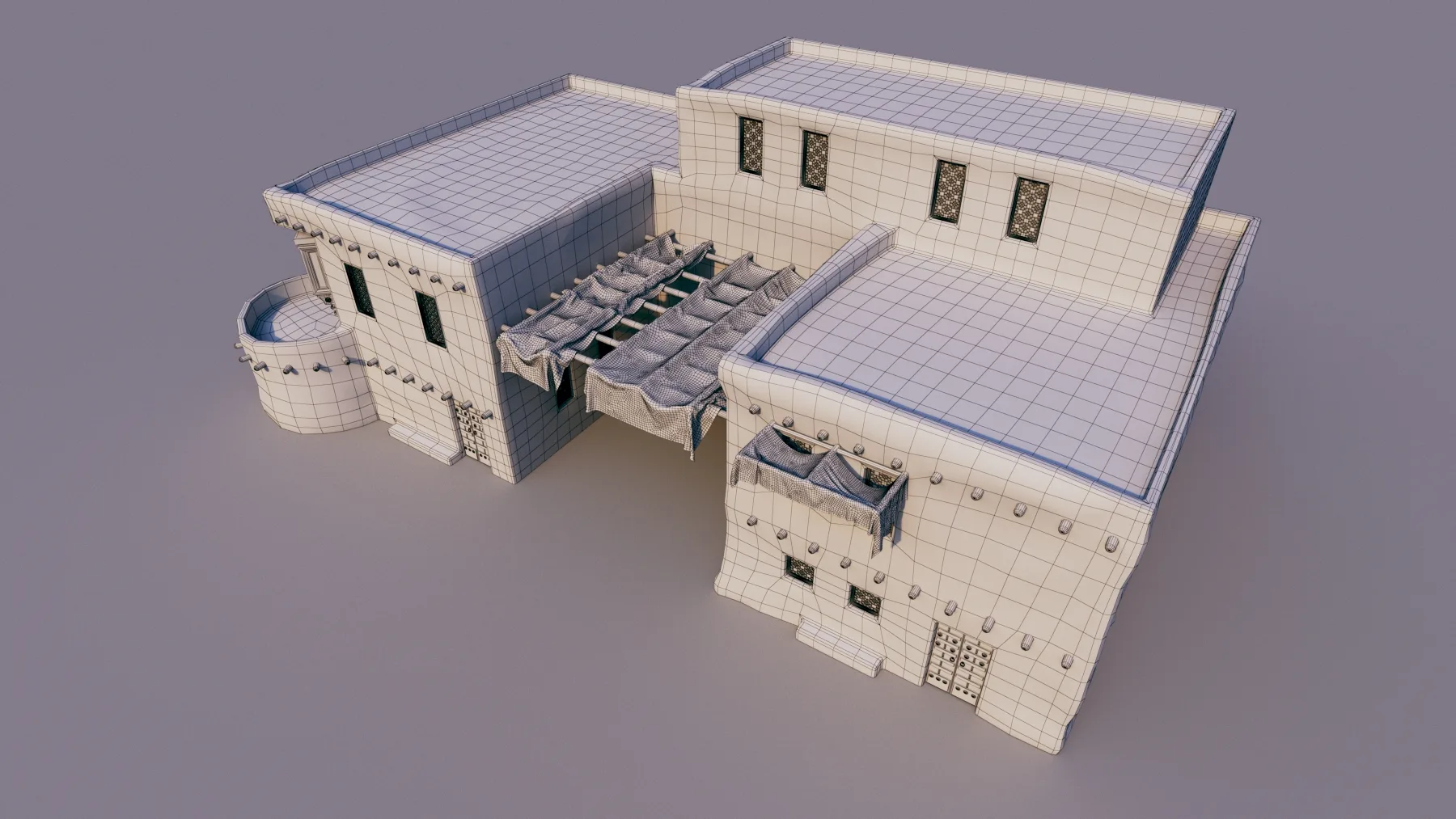 10 Models of Arabic houses and36 models of middle Eastern object Low-poly 3D model