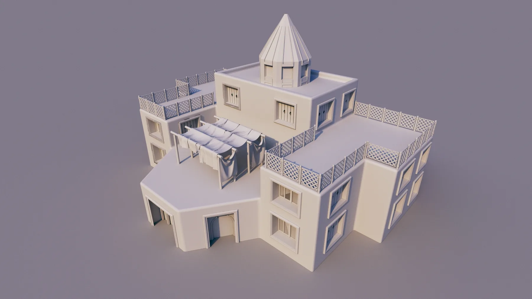 10 Models of Arabic houses and36 models of middle Eastern object Low-poly 3D model