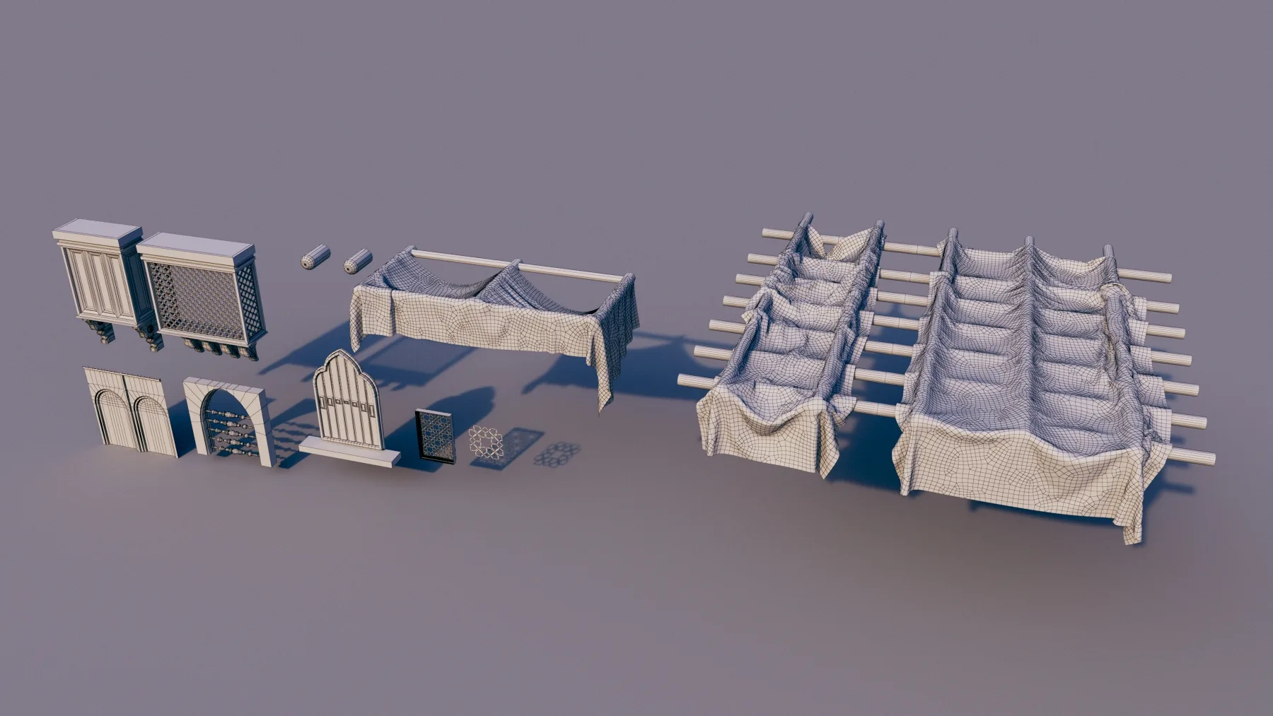 10 Models of Arabic houses and36 models of middle Eastern object Low-poly 3D model