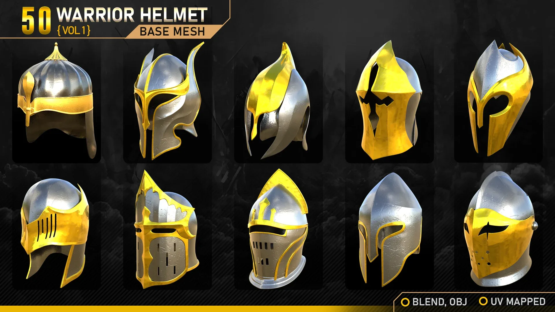 50 Warrior Helmet Base Mesh Vol-1