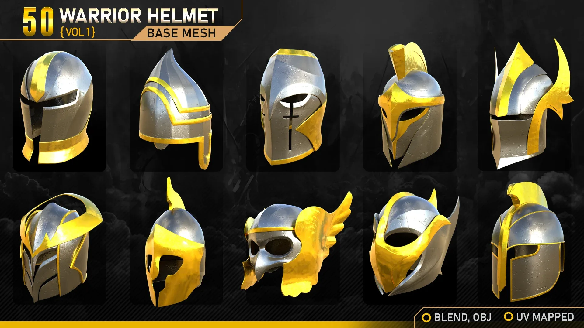 50 Warrior Helmet Base Mesh Vol-1