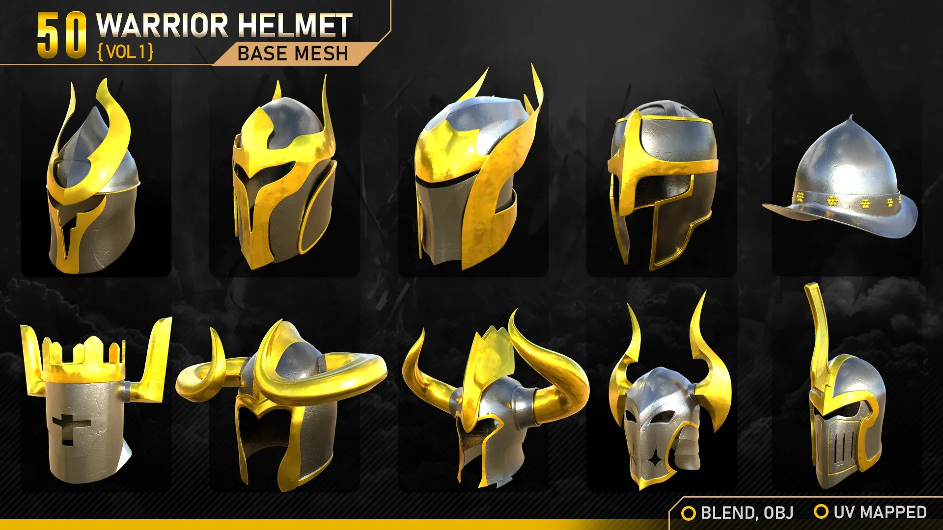 50 Warrior Helmet Base Mesh Vol-1