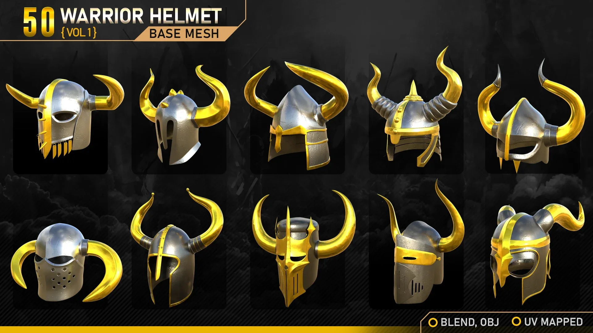 50 Warrior Helmet Base Mesh Vol-1