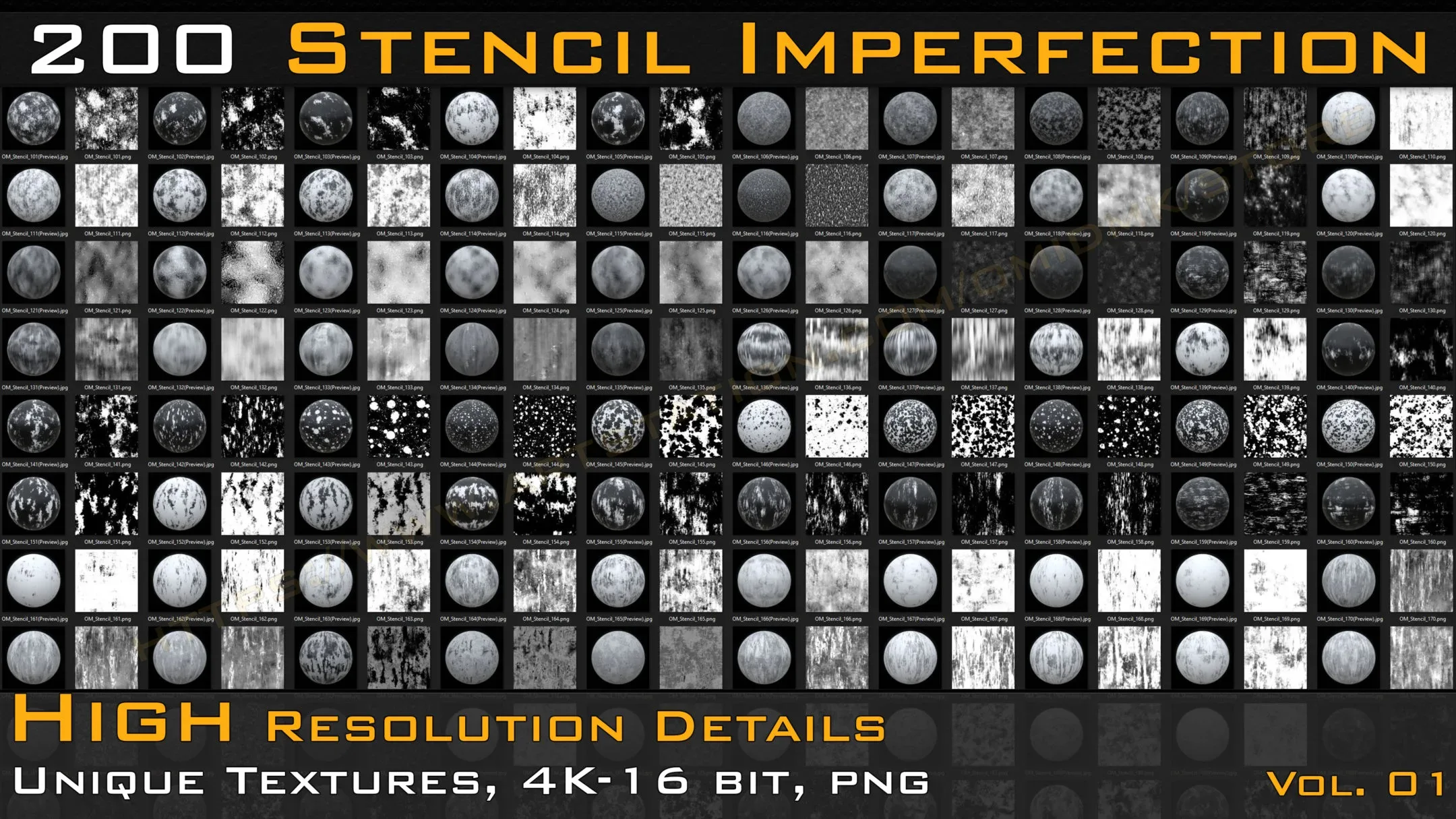 ULTRA PACK- 200 Stencil Imperfection (4K- 16bit & 2K- 8bit )- VOL 1