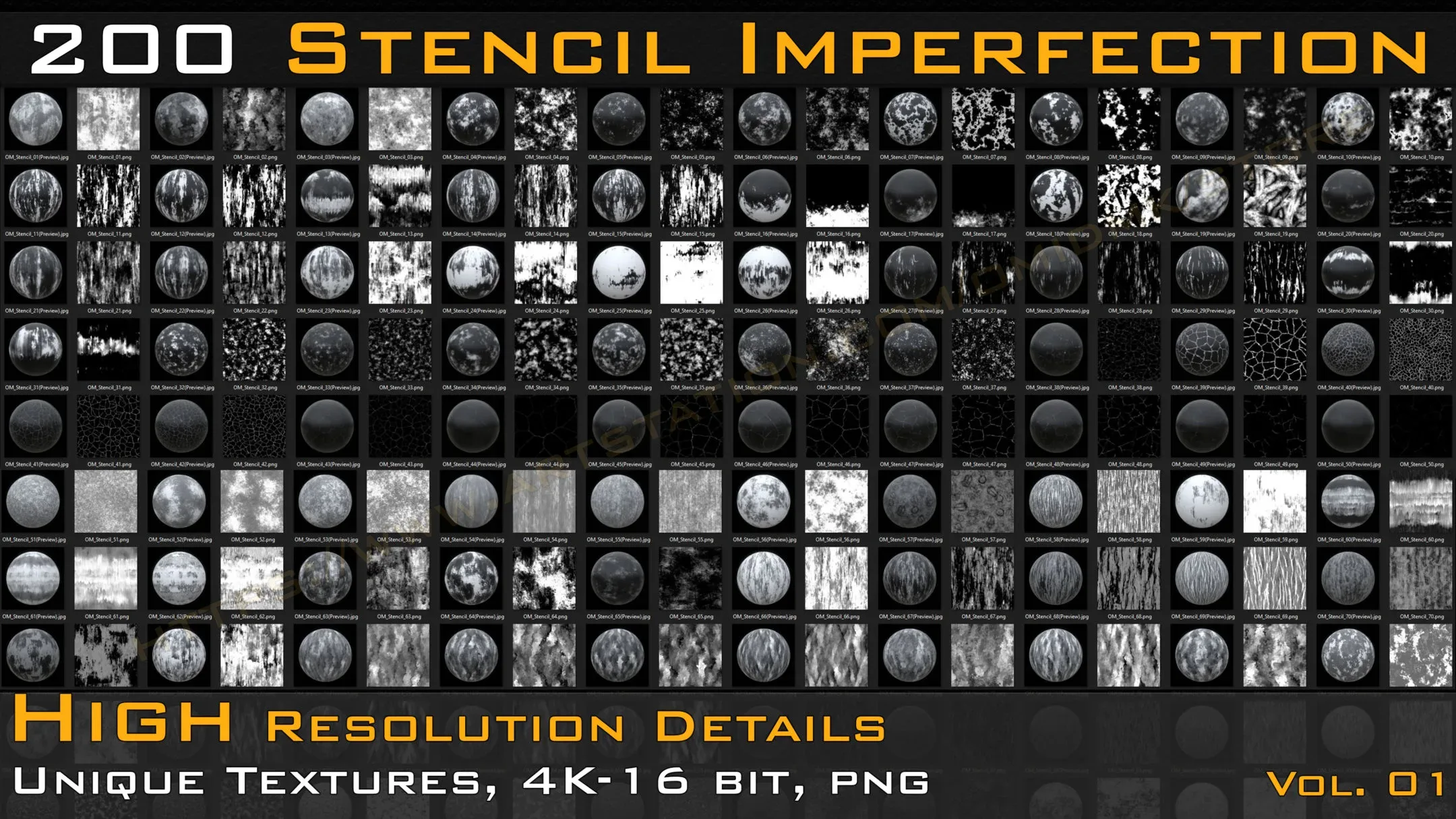 ULTRA PACK- 200 Stencil Imperfection (4K- 16bit & 2K- 8bit )- VOL 1