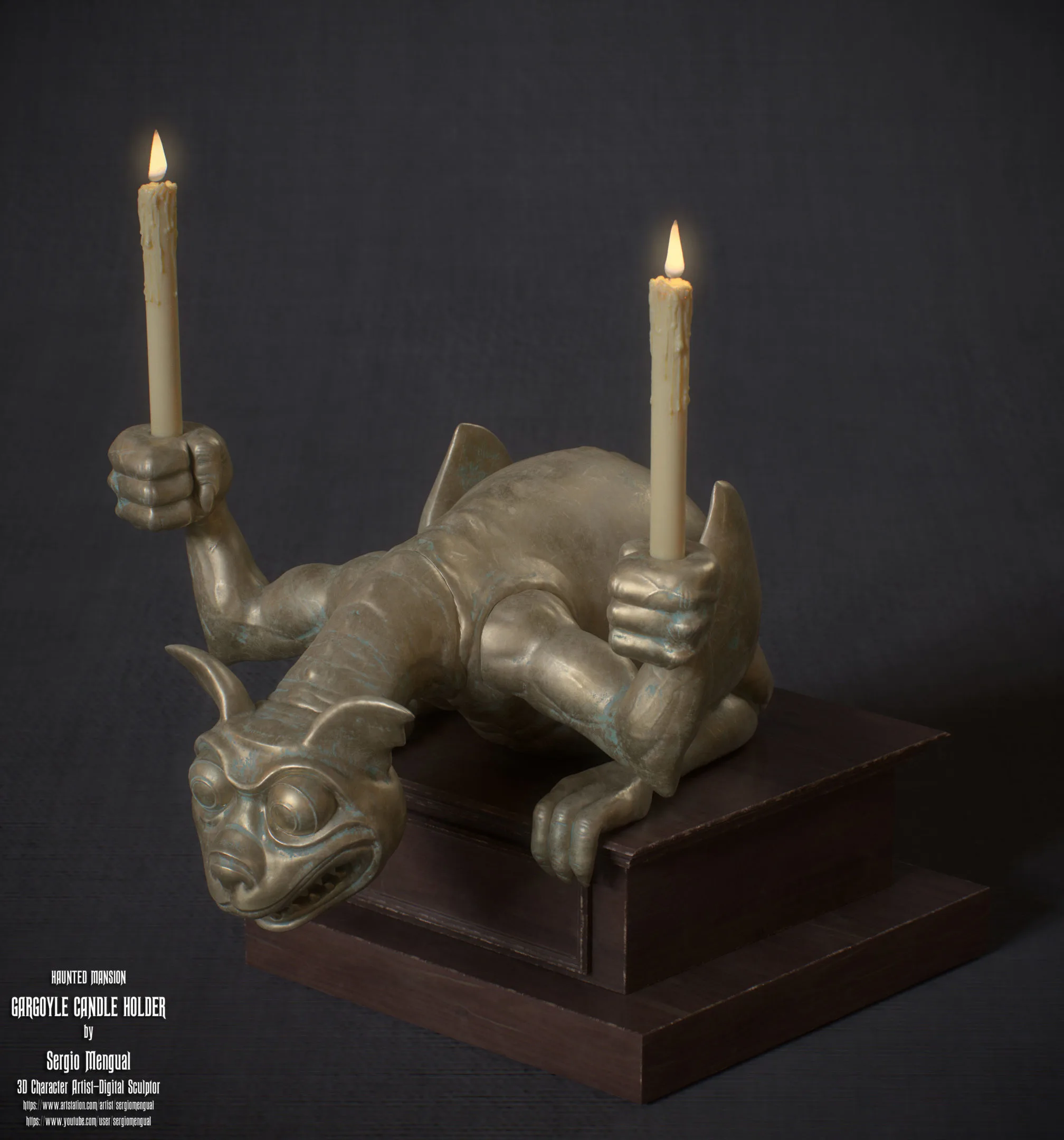 Haunted Mansion Gargoyle Candle Holder 3D printable sculpture 3D print model