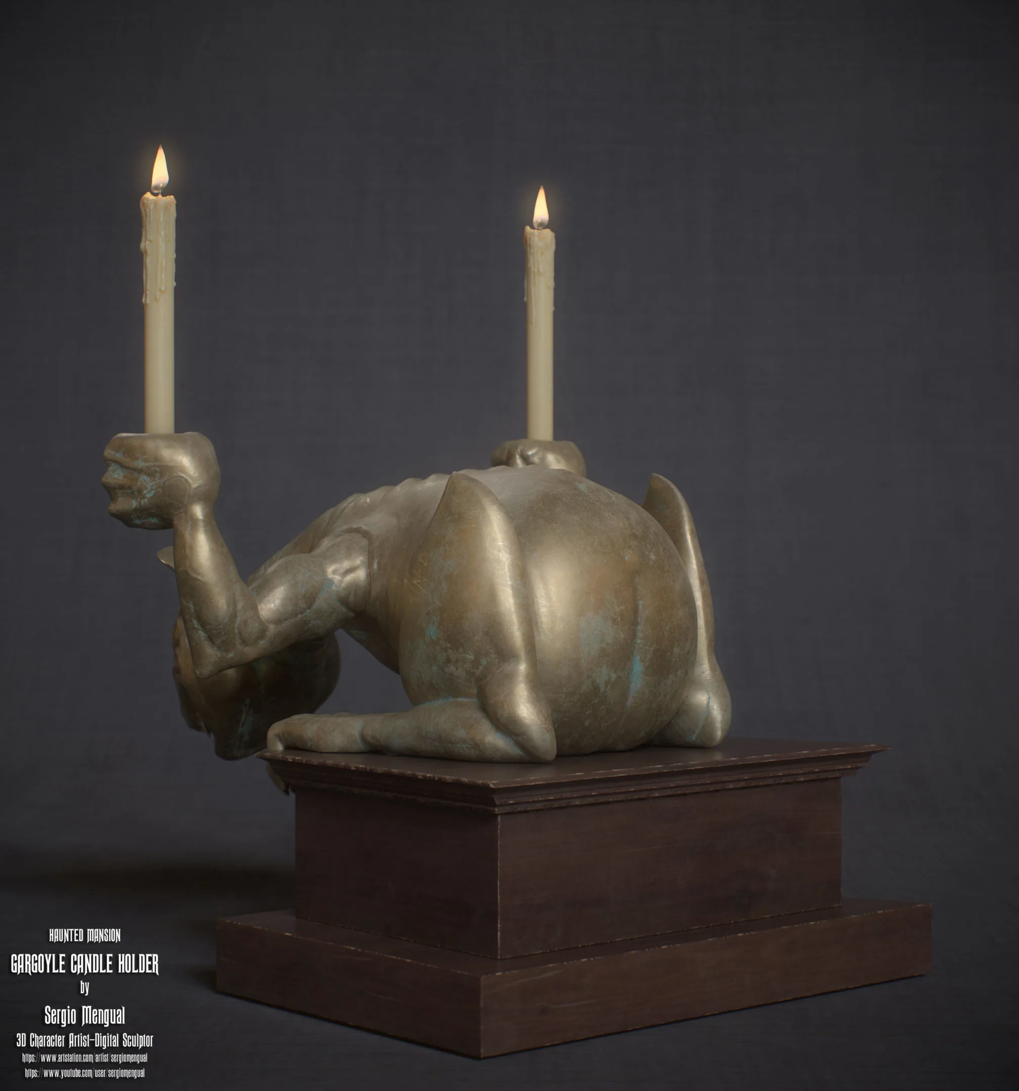 Haunted Mansion Gargoyle Candle Holder 3D printable sculpture 3D print model