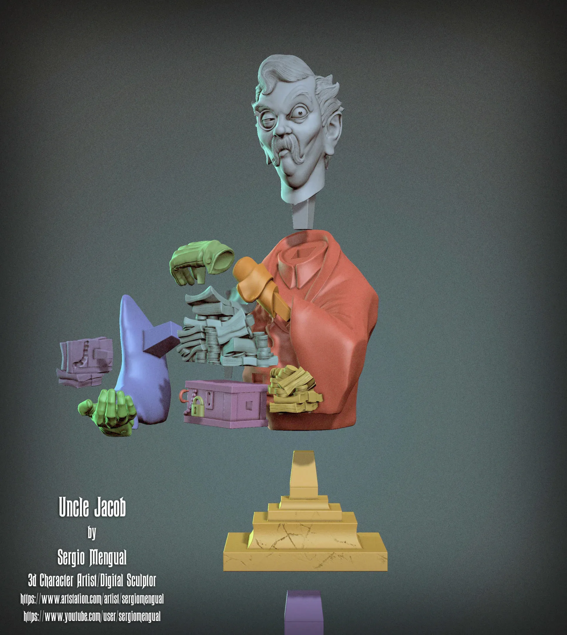 Haunted Mansion Uncle Jacob 3D Printable Bust DELUXE VERSION 3D print model