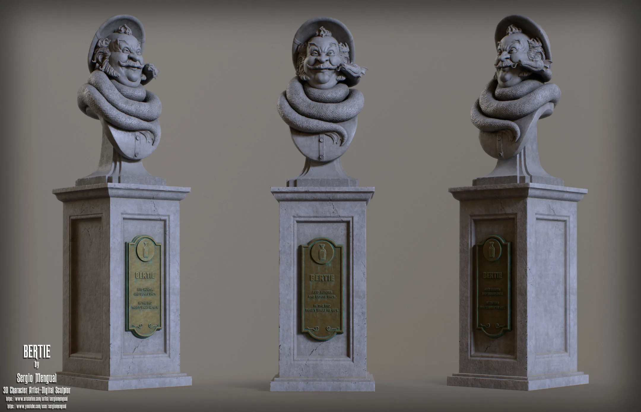 Haunted Mansion Bertie 3D Printable Bust DELUXE VERSION 3D print model