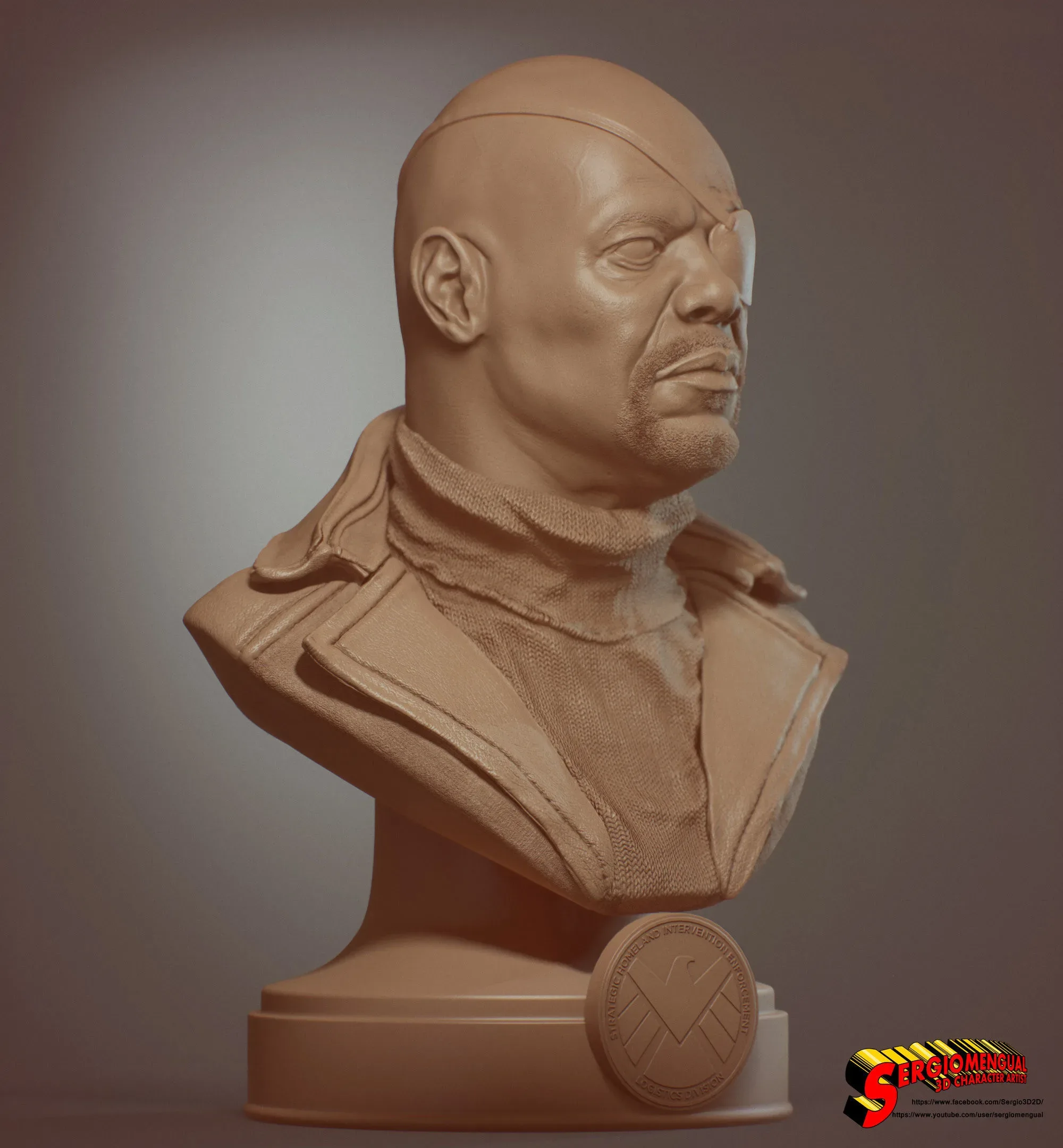 Nick Fury Bust for 3D printing 3D print model