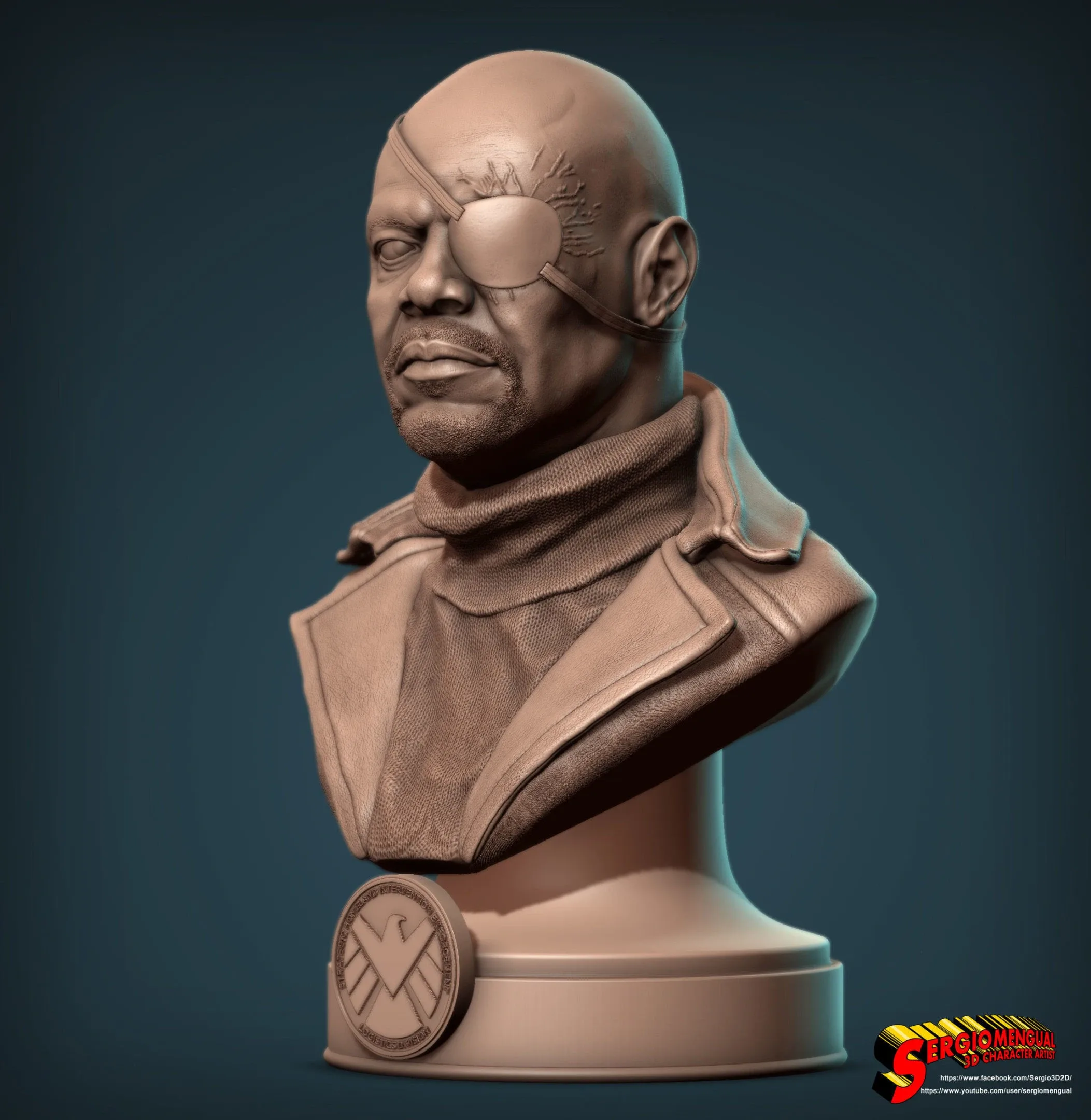 Nick Fury Bust for 3D printing 3D print model