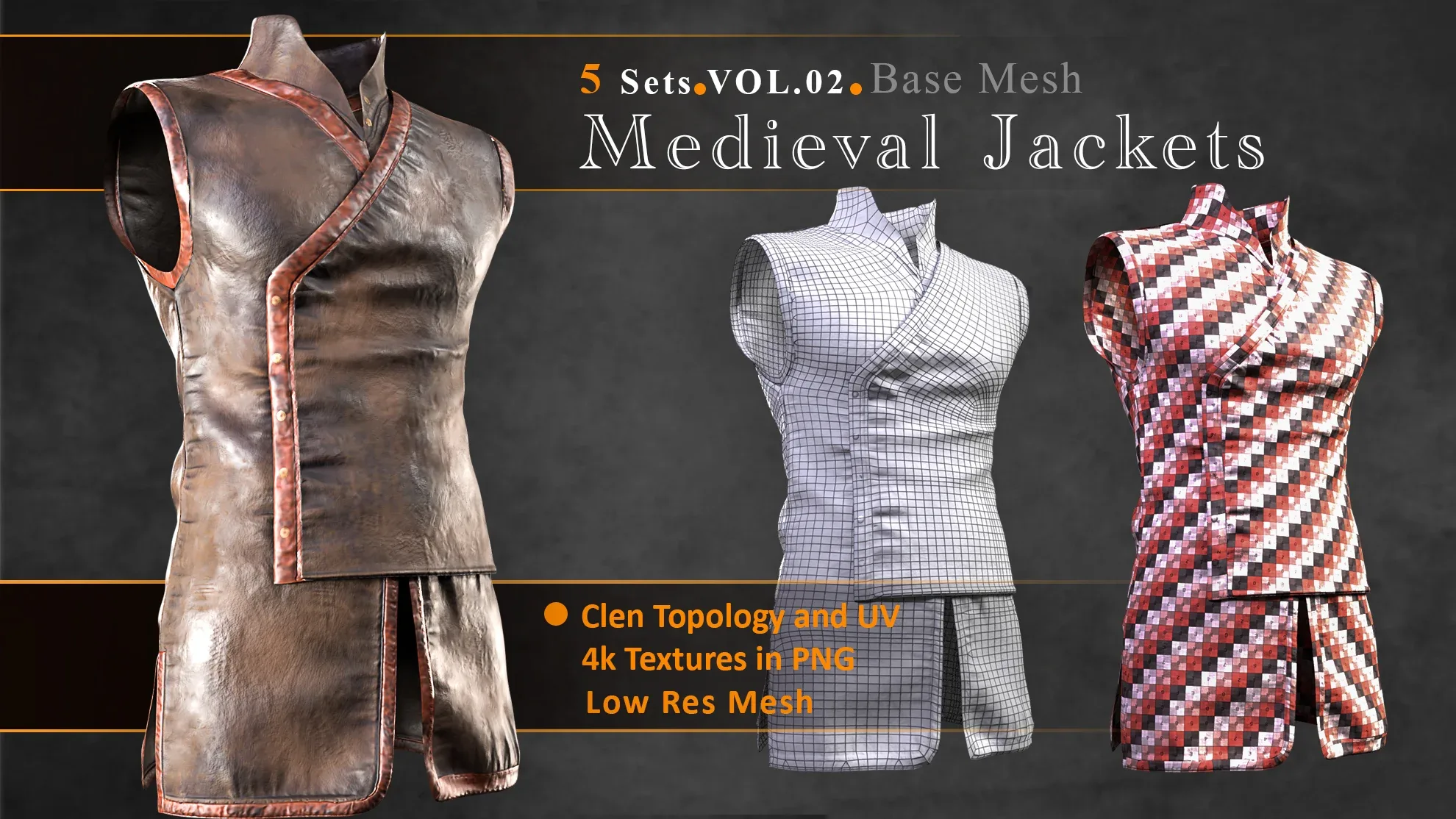 Medieval Style Jackets Base Mesh Vol 02