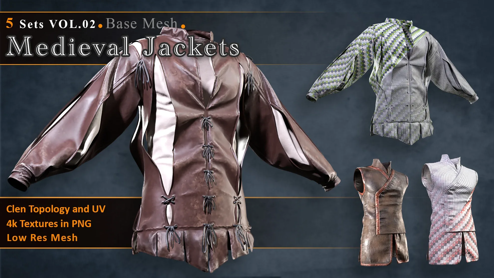 Medieval Style Jackets Base Mesh Vol 02