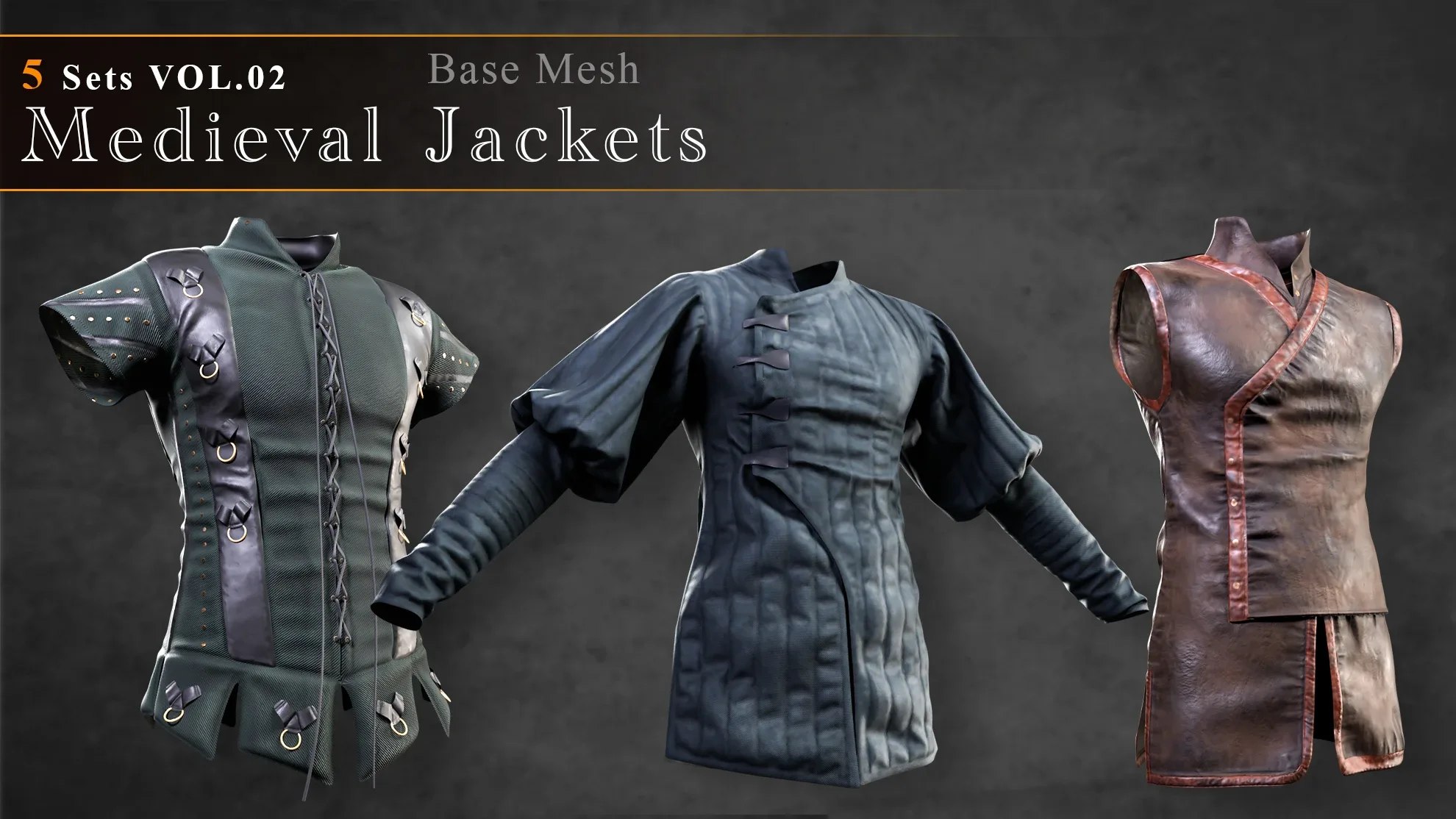 Medieval Style Jackets Base Mesh Vol 02