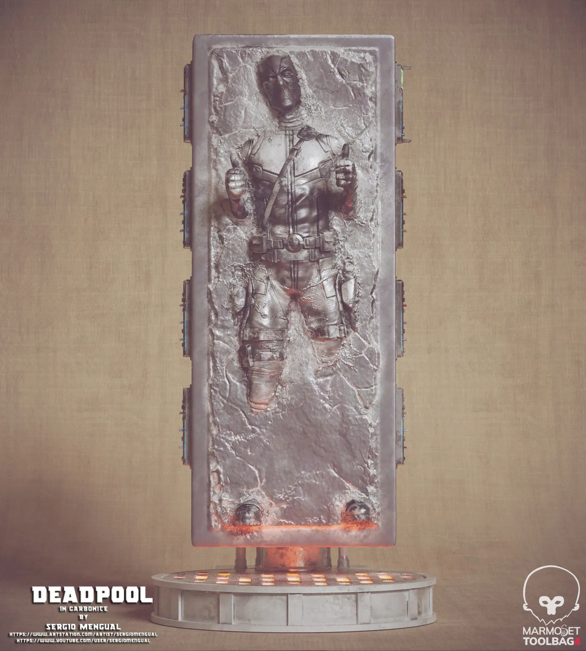 Deadpool in Carbonite 3D Printable Sculpture 3D print model