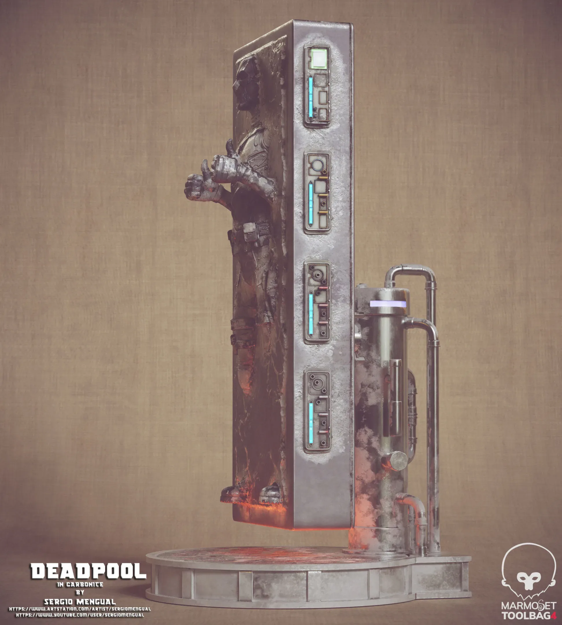 Deadpool in Carbonite 3D Printable Sculpture 3D print model