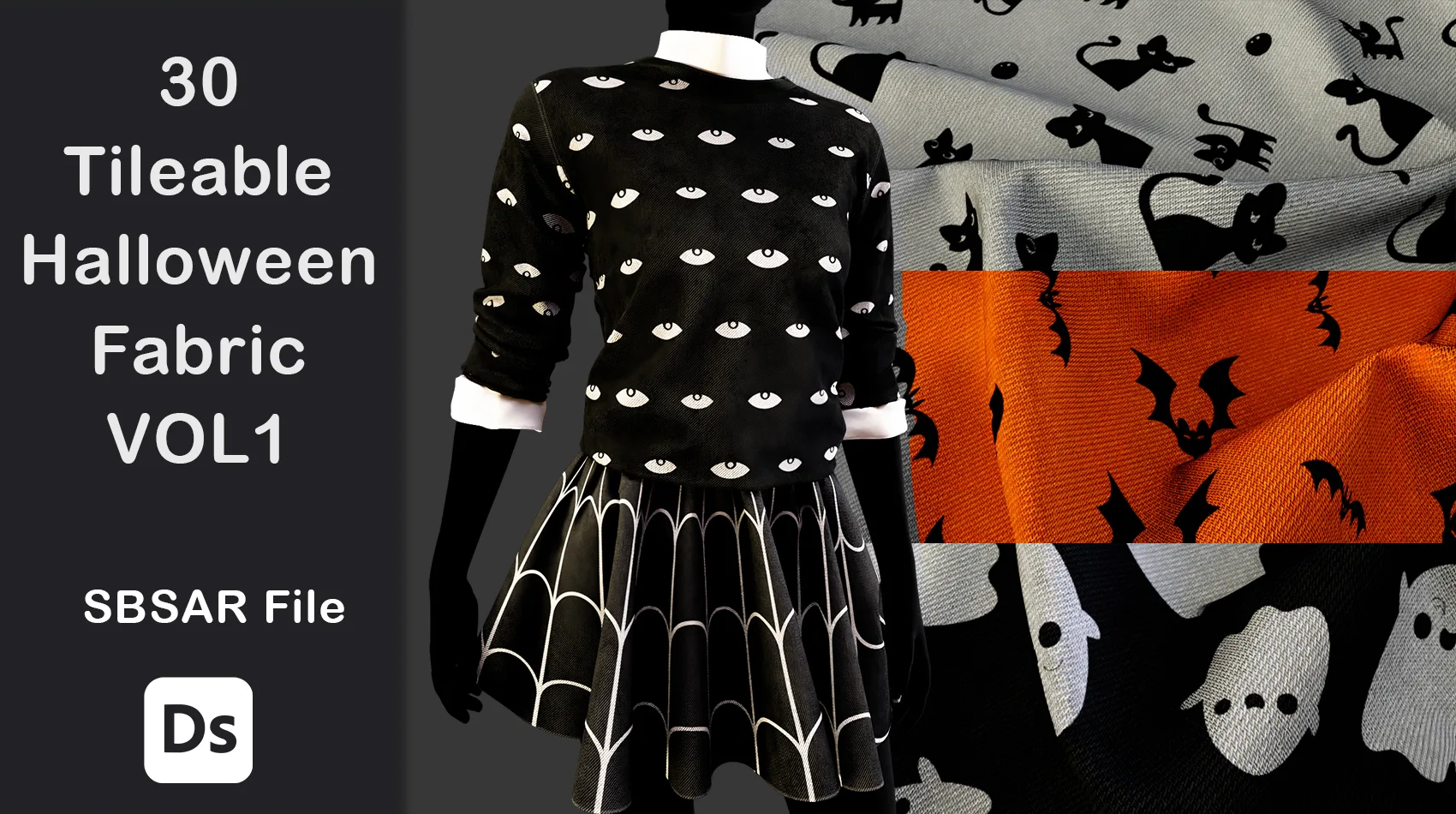 30 Tileable Halloween Fabric VOL1+ 4k PBR textures