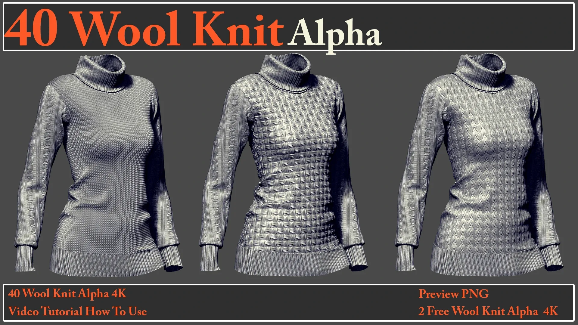 40 Wool Knit Alpha Maps + Video How To Use