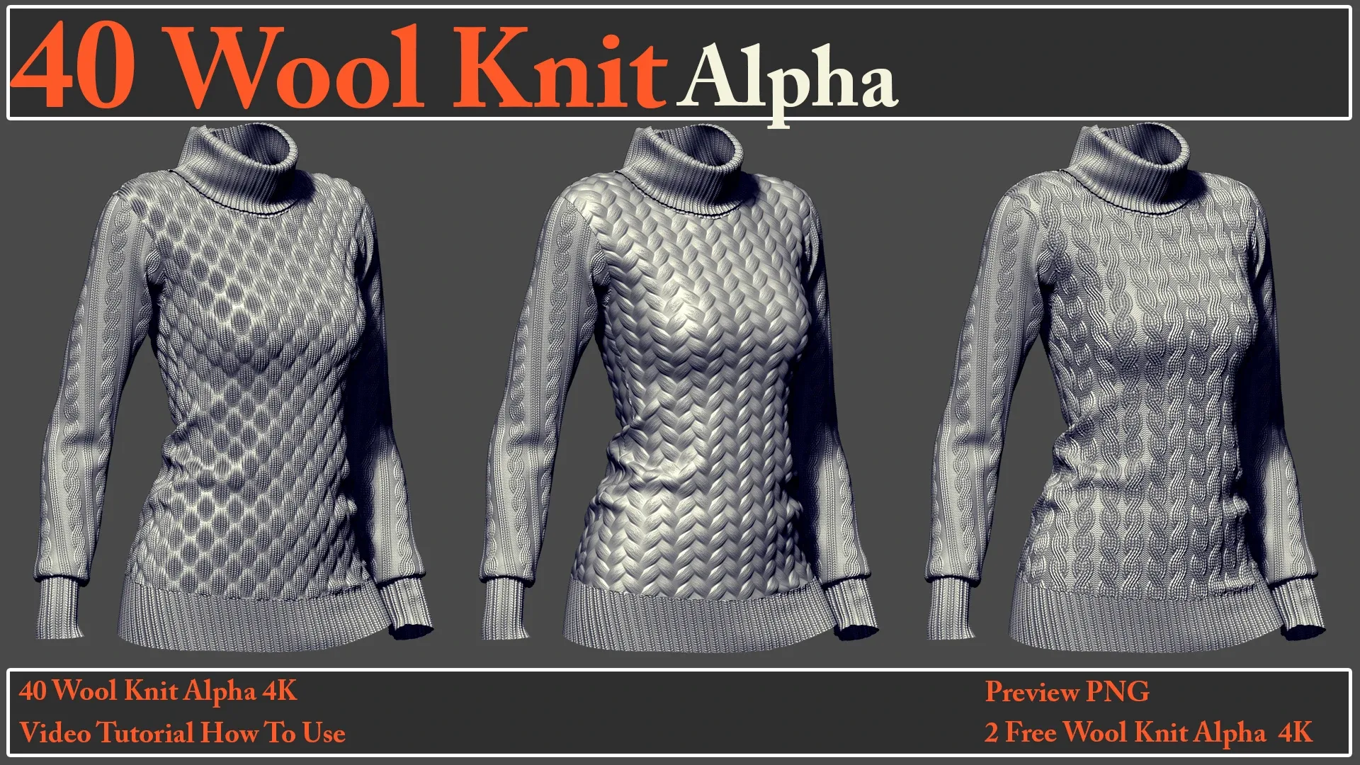 40 Wool Knit Alpha Maps + Video How To Use