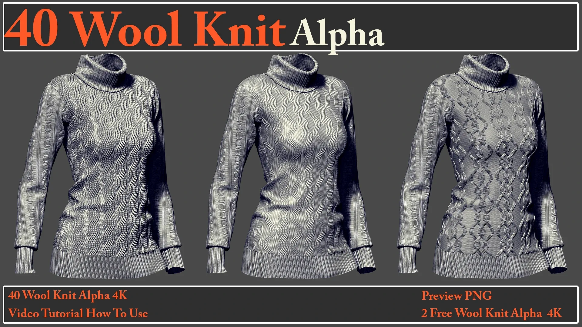 40 Wool Knit Alpha Maps + Video How To Use