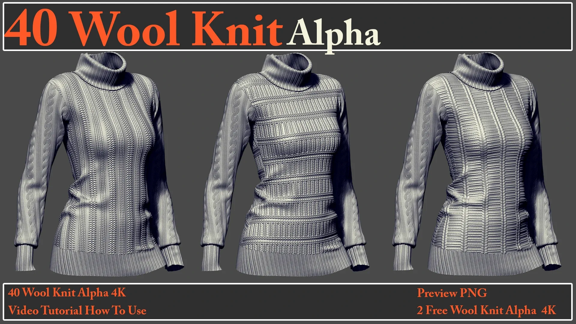 40 Wool Knit Alpha Maps + Video How To Use