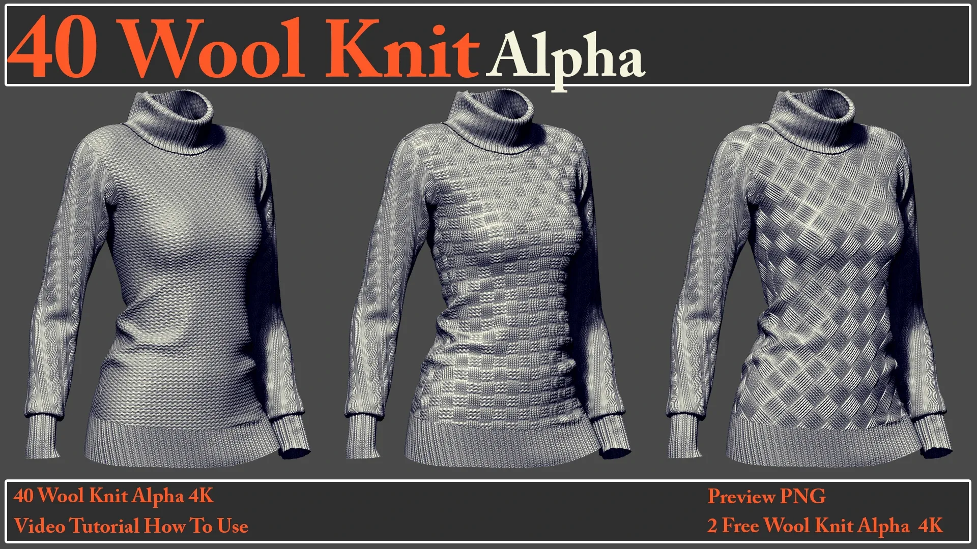 40 Wool Knit Alpha Maps + Video How To Use