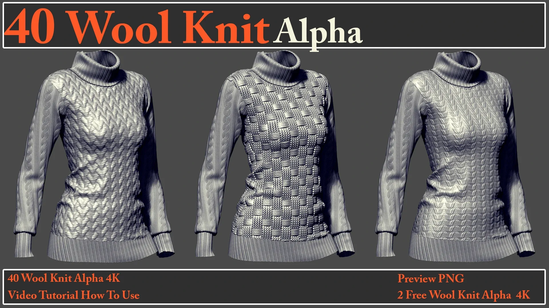 40 Wool Knit Alpha Maps + Video How To Use