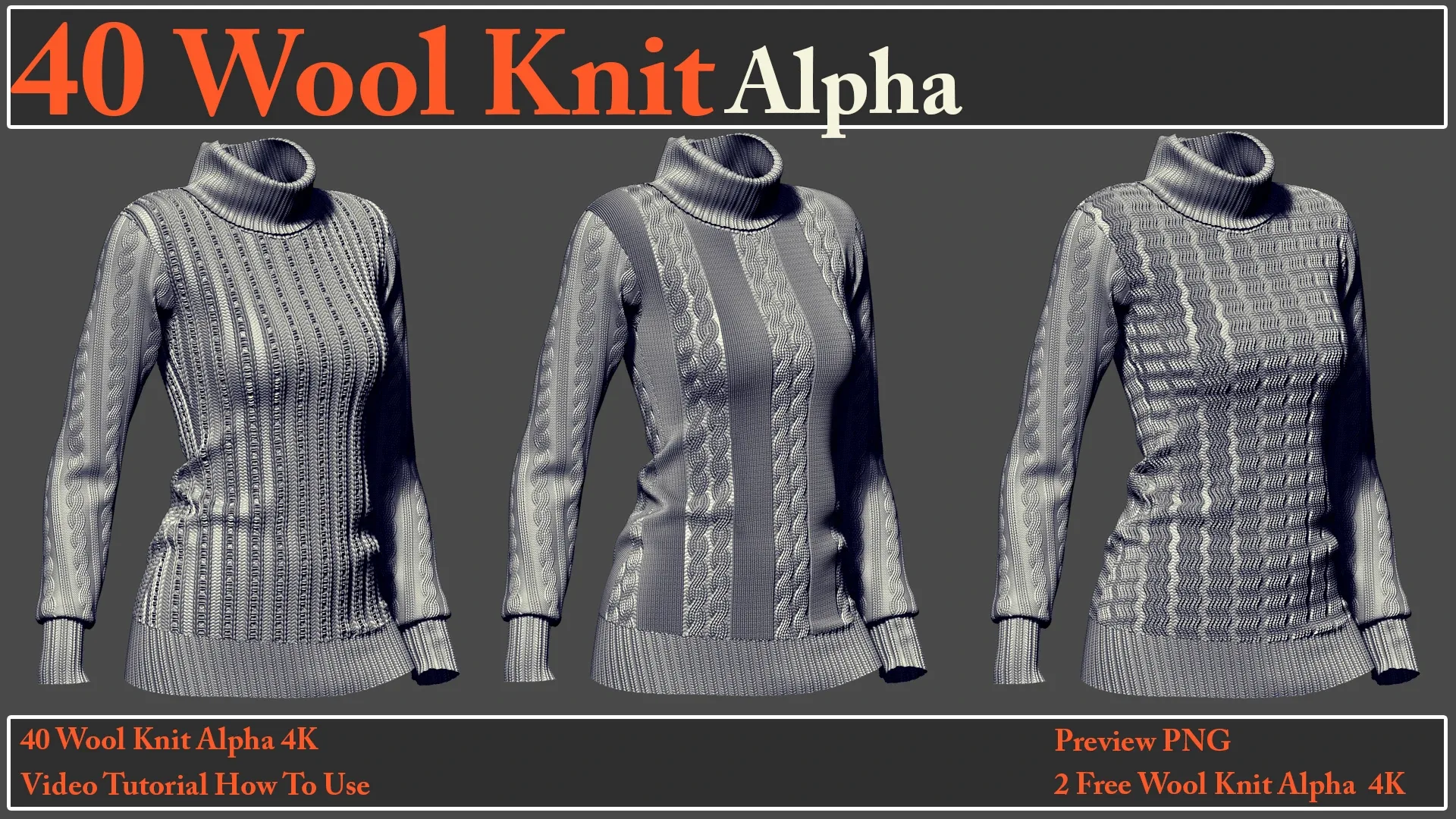40 Wool Knit Alpha Maps + Video How To Use