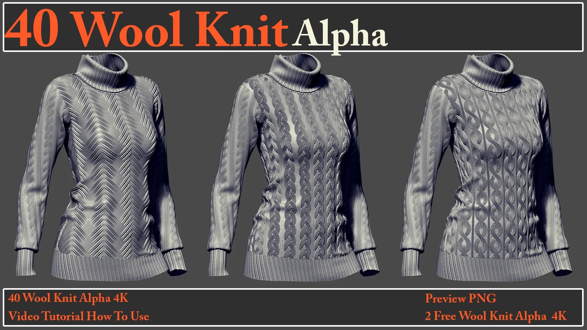 40 Wool Knit Alpha Maps + Video How To Use