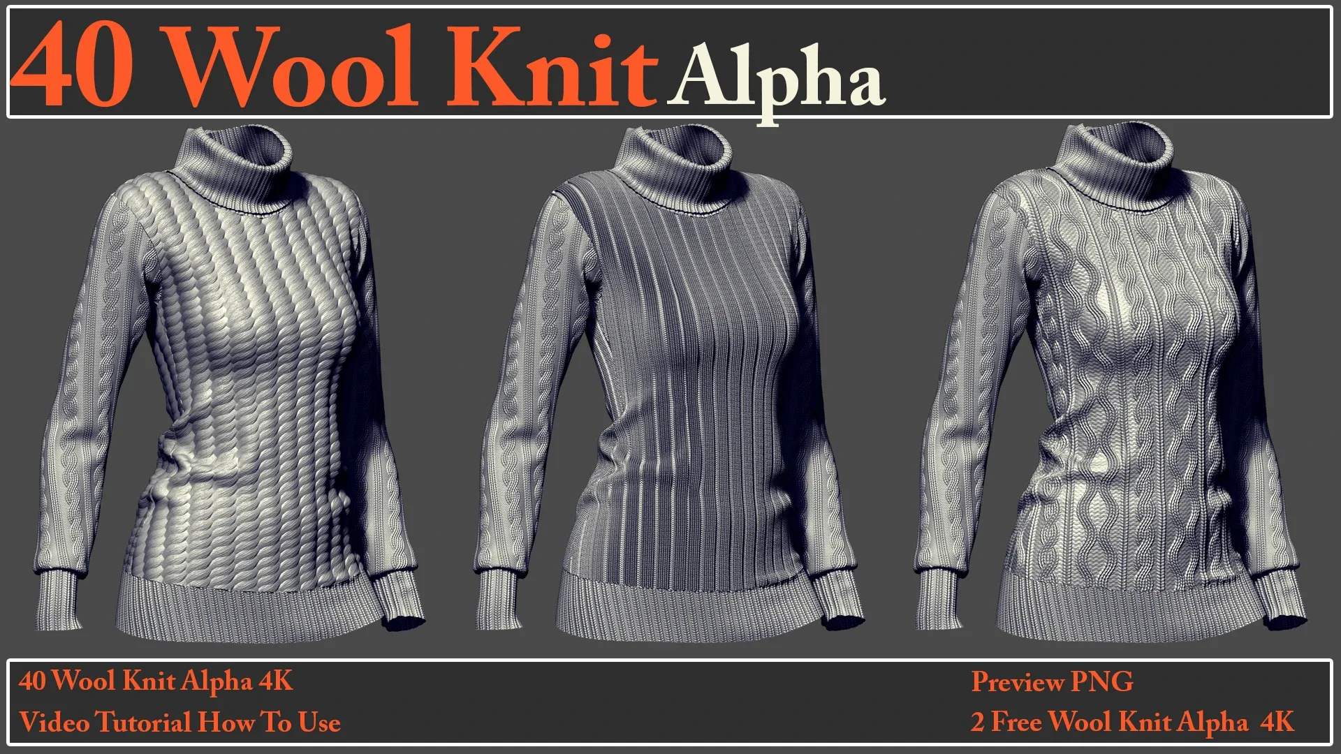 40 Wool Knit Alpha Maps + Video How To Use