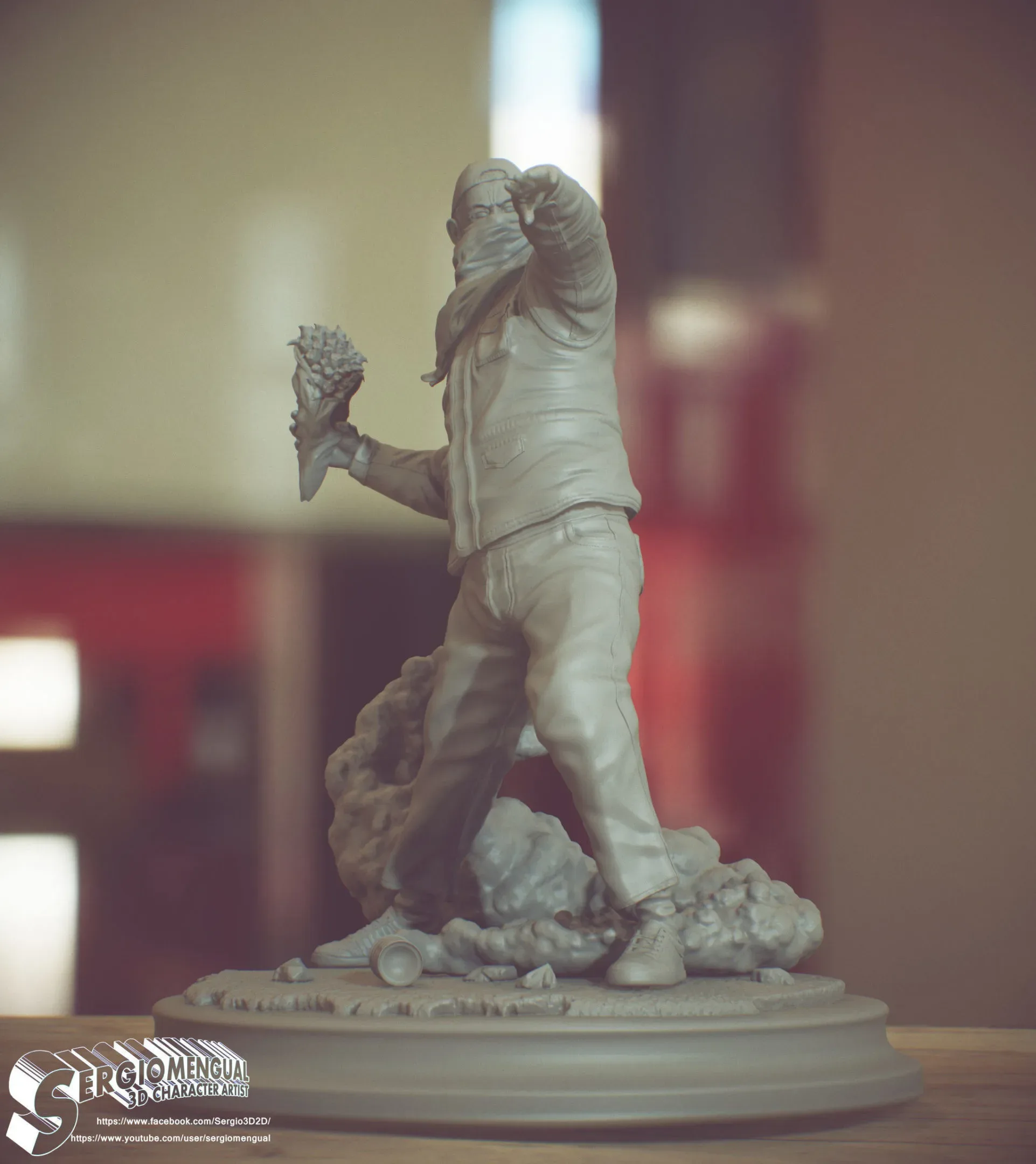Banksy Rioter STL Statue for 3D printing 3D print model