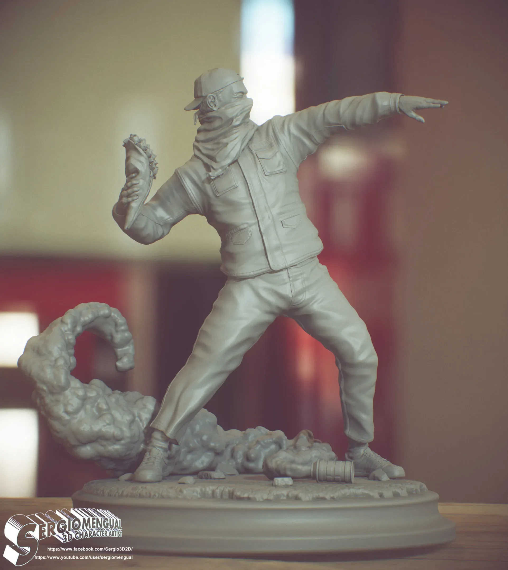 Banksy Rioter STL Statue for 3D printing 3D print model