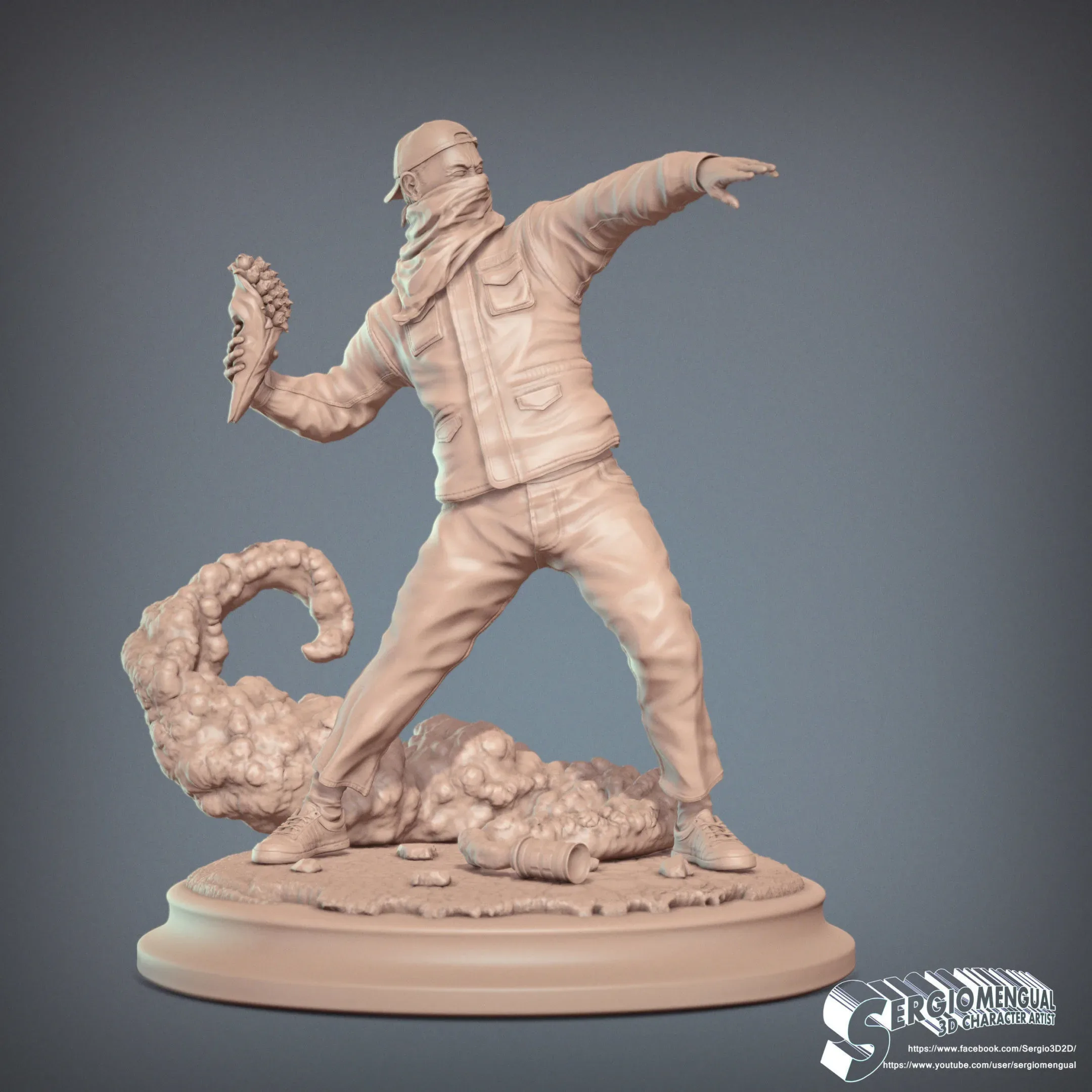 Banksy Rioter STL Statue for 3D printing 3D print model