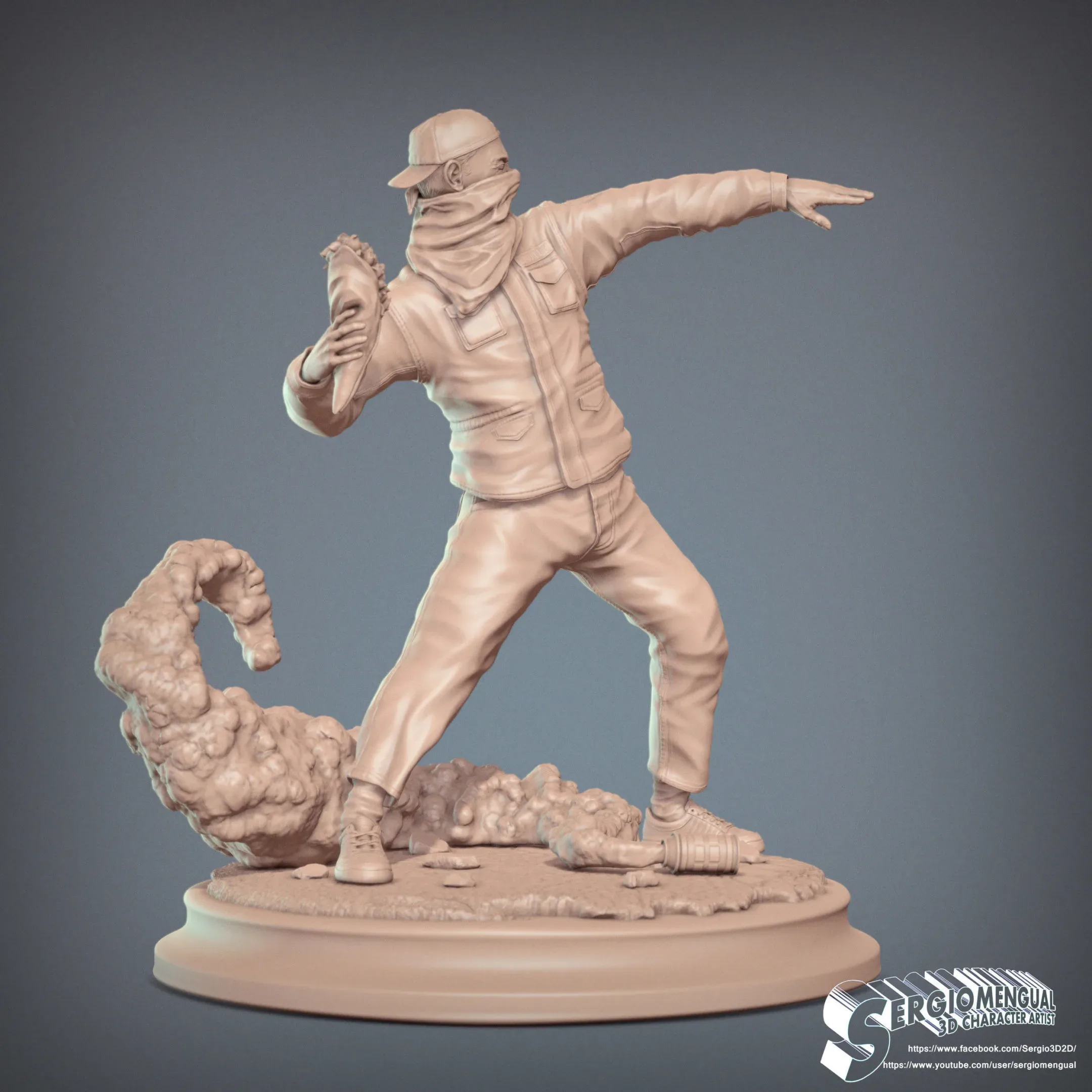 Banksy Rioter STL Statue for 3D printing 3D print model