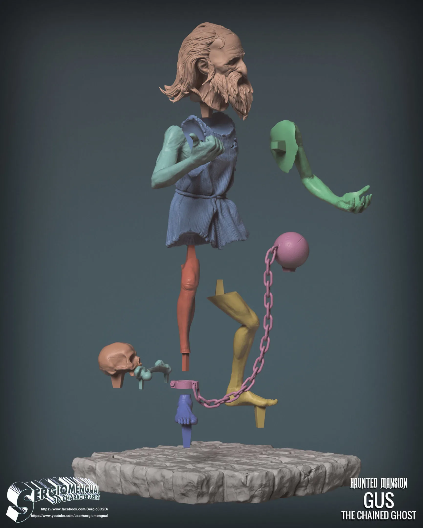 Haunted Mansion Gus The Chained Ghost 3D Printable Sculpt 3D print model