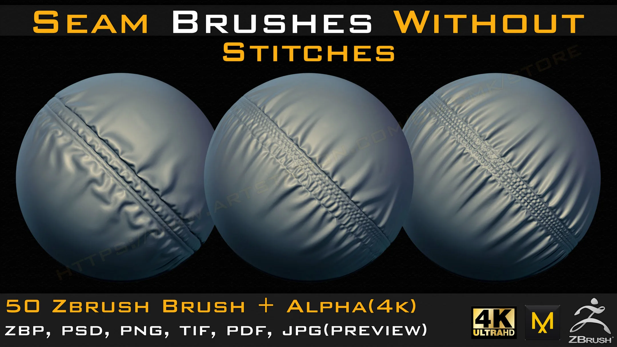 50 Seam Brushes Without Stitches (4k)+Alpha -Vol 04