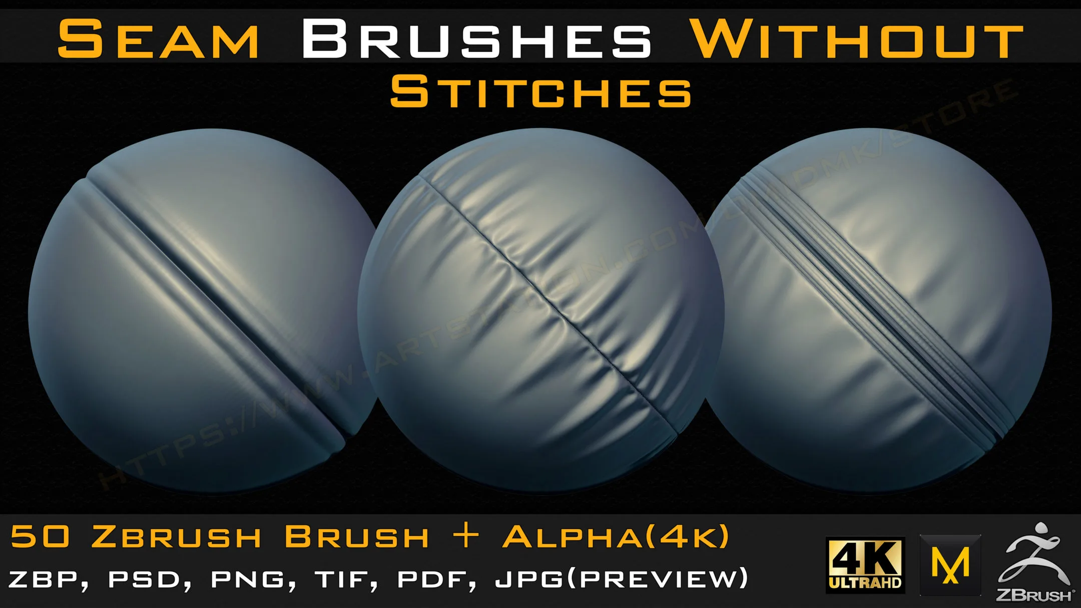 50 Seam Brushes Without Stitches (4k)+Alpha -Vol 04