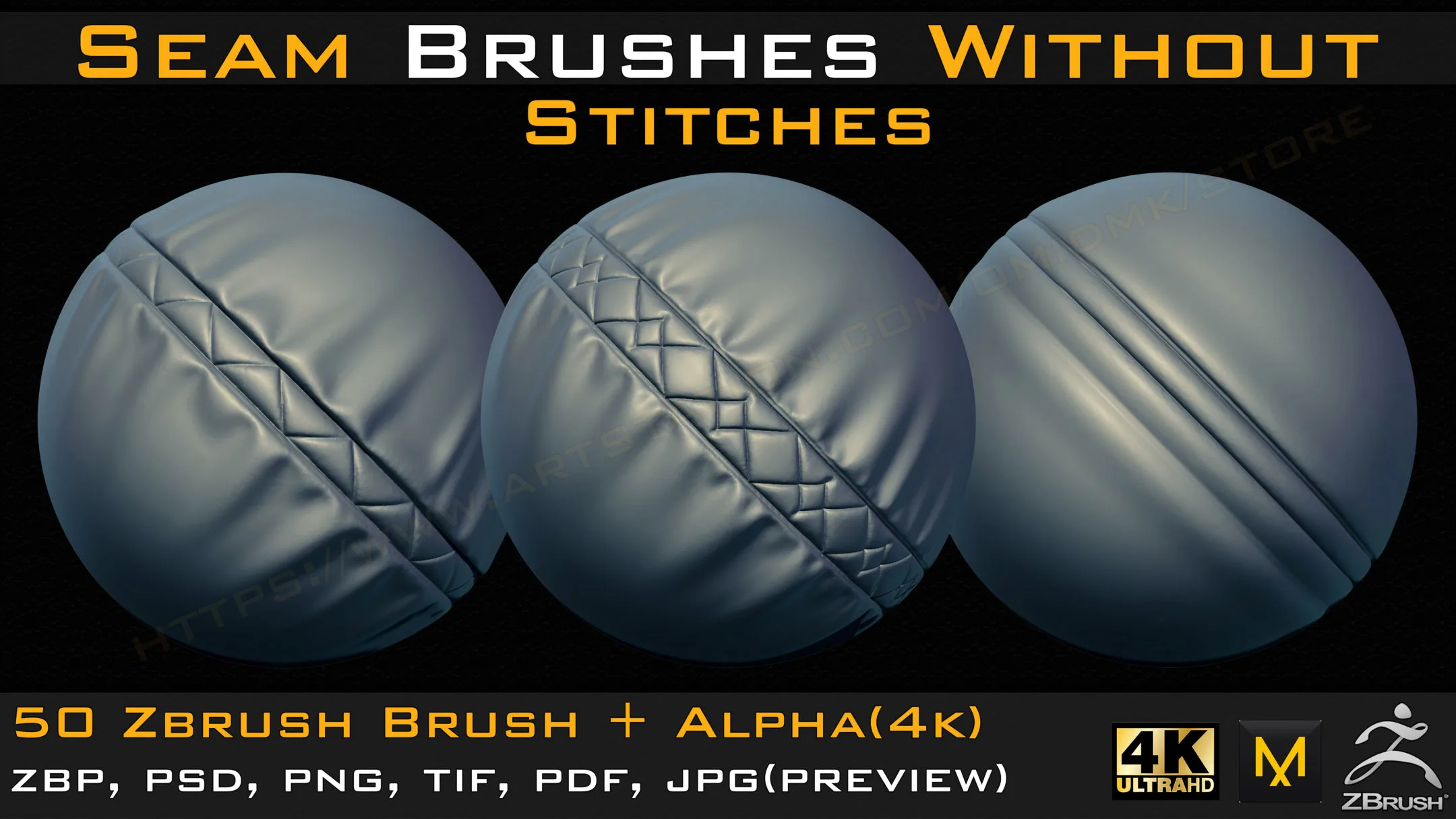 50 Seam Brushes Without Stitches (4k)+Alpha -Vol 04