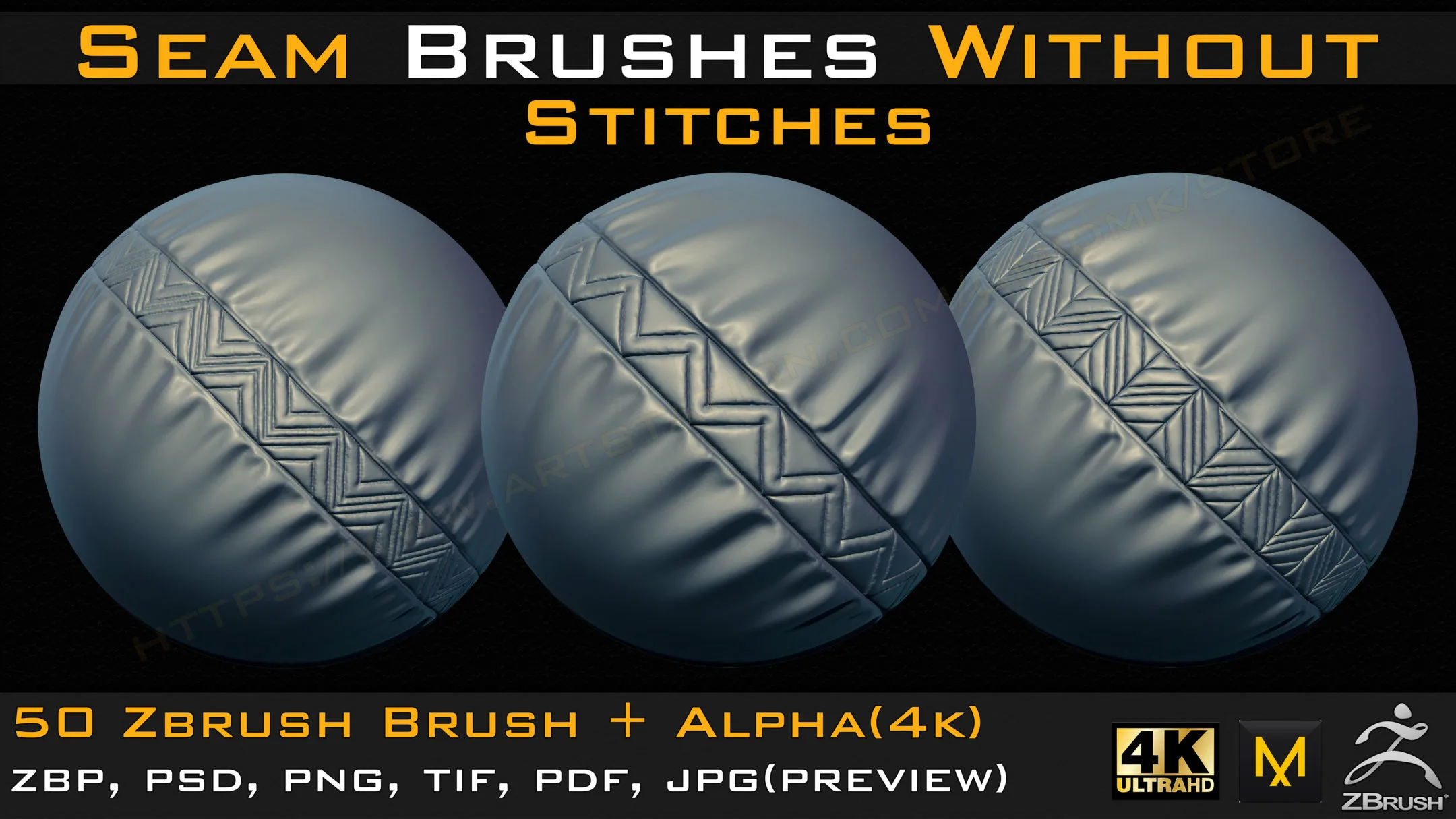 50 Seam Brushes Without Stitches (4k)+Alpha -Vol 04