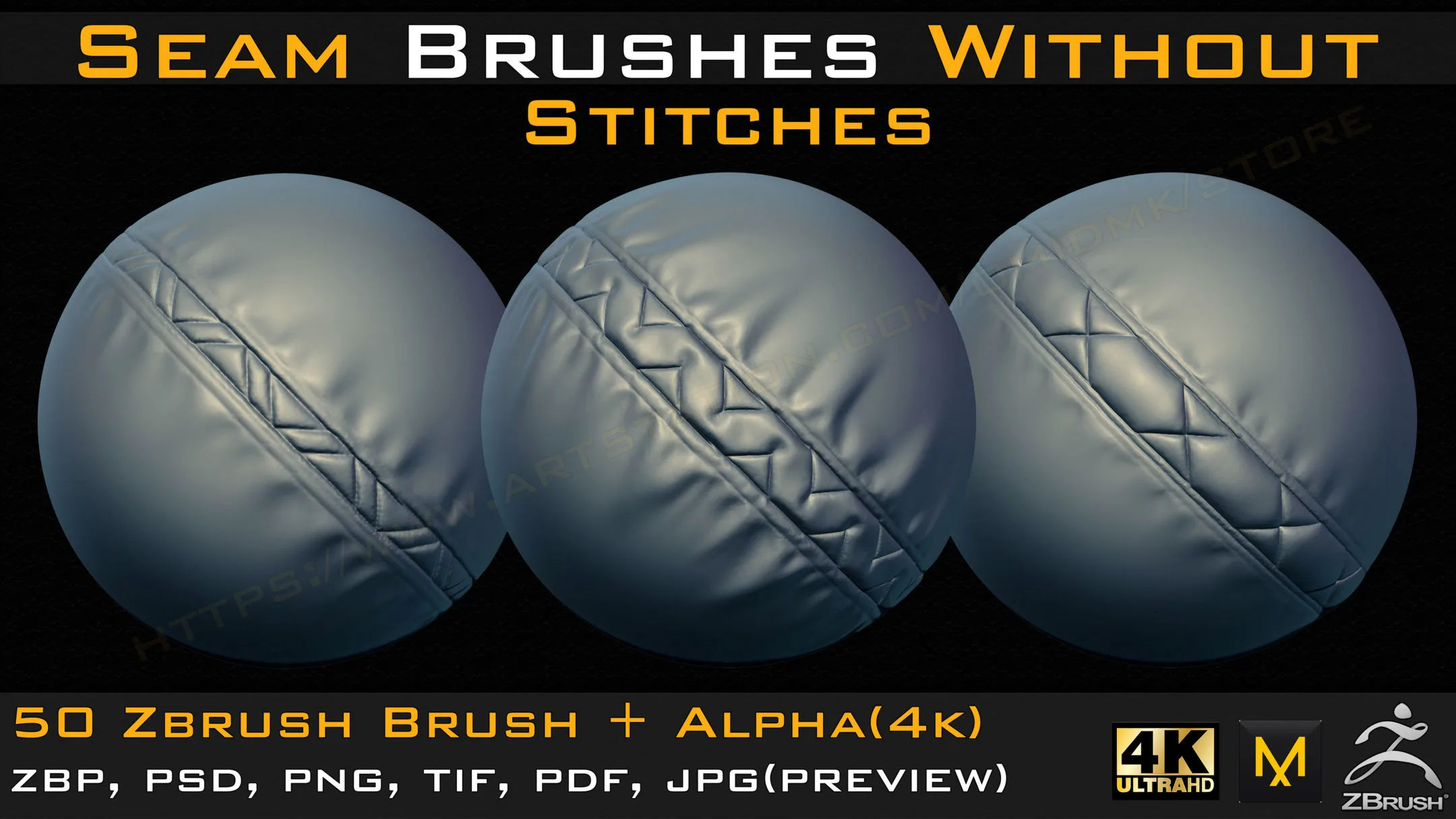 50 Seam Brushes Without Stitches (4k)+Alpha -Vol 04